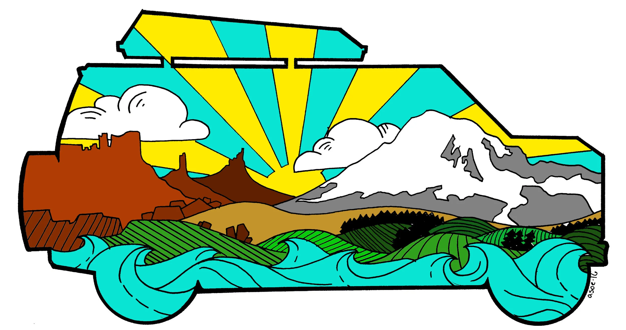 Desert to Mountains Sticker