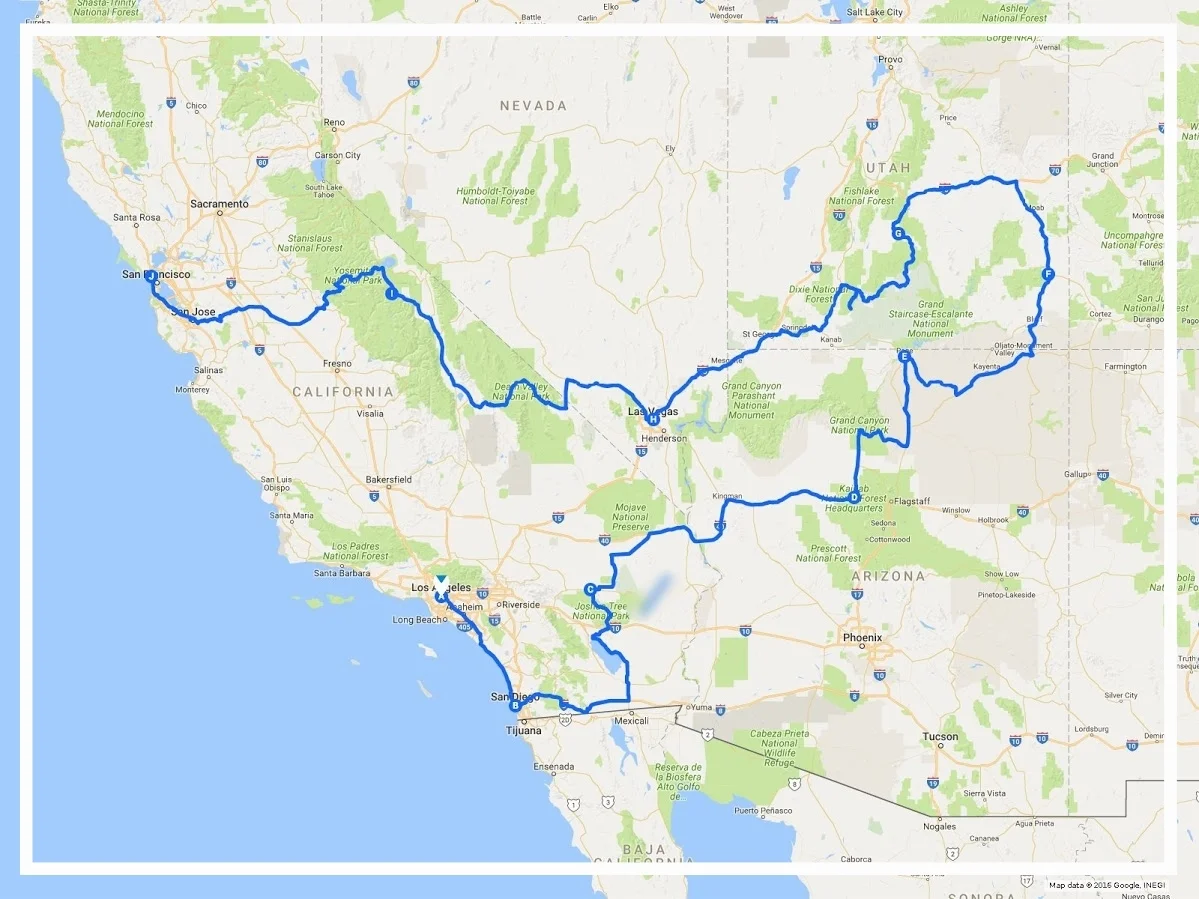 Itinerario tour on the road di 15 giorni nel sud ovest degli USA 