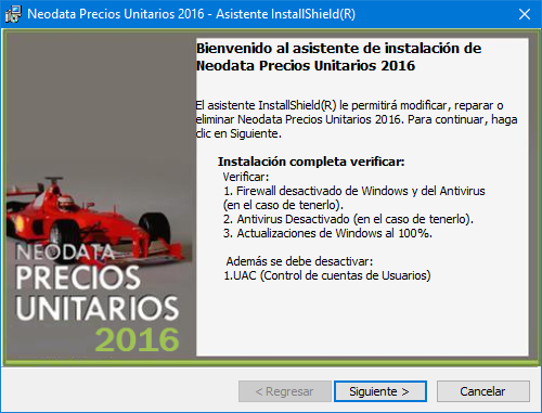 Pasos para una instalación fácil de Neodata Precios Unitarios