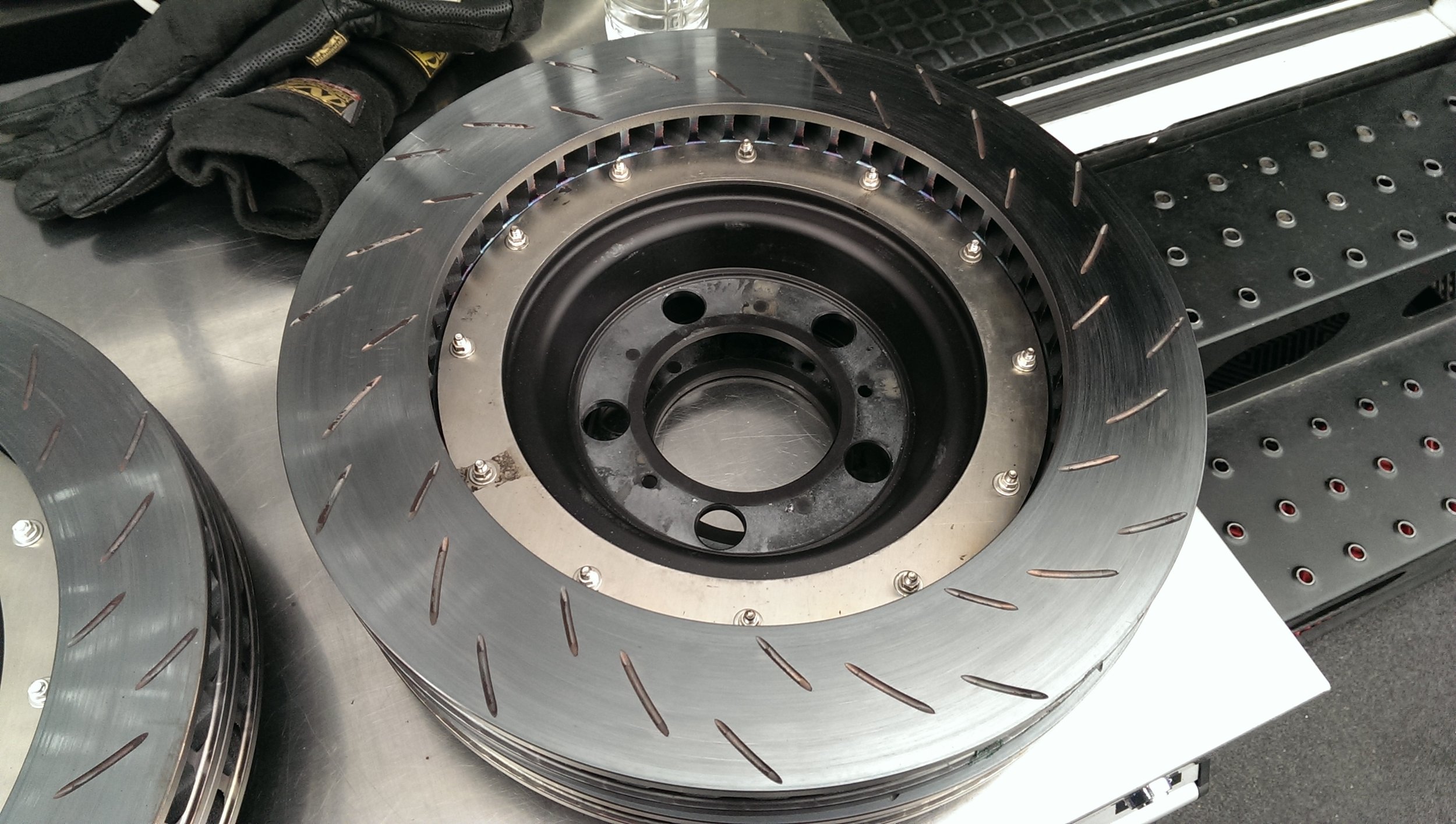 PRE-BEDDED BRAKE DISCS READY TO BE USED BY AN IMSA GT-D TEAM FOR THE DAYTONA 24 HOUR RACE. PHOTO CREDIT: GANESH KRISHNAN