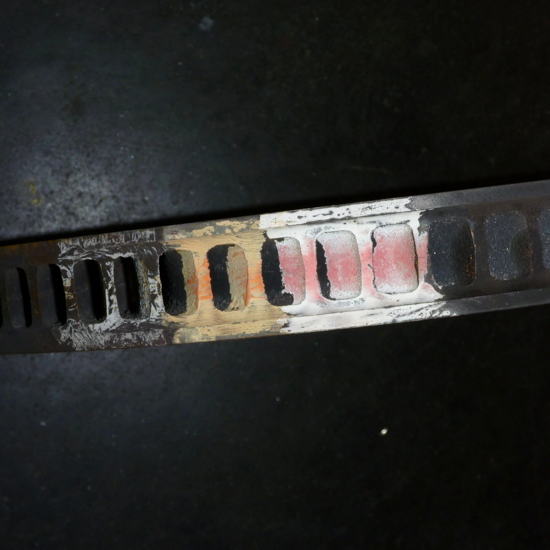 Racing brake discs with all 3 rotor paints oxidized. Some are oxidized completely, some have turned partially. Photo Courtesy: Ganesh Krishnan