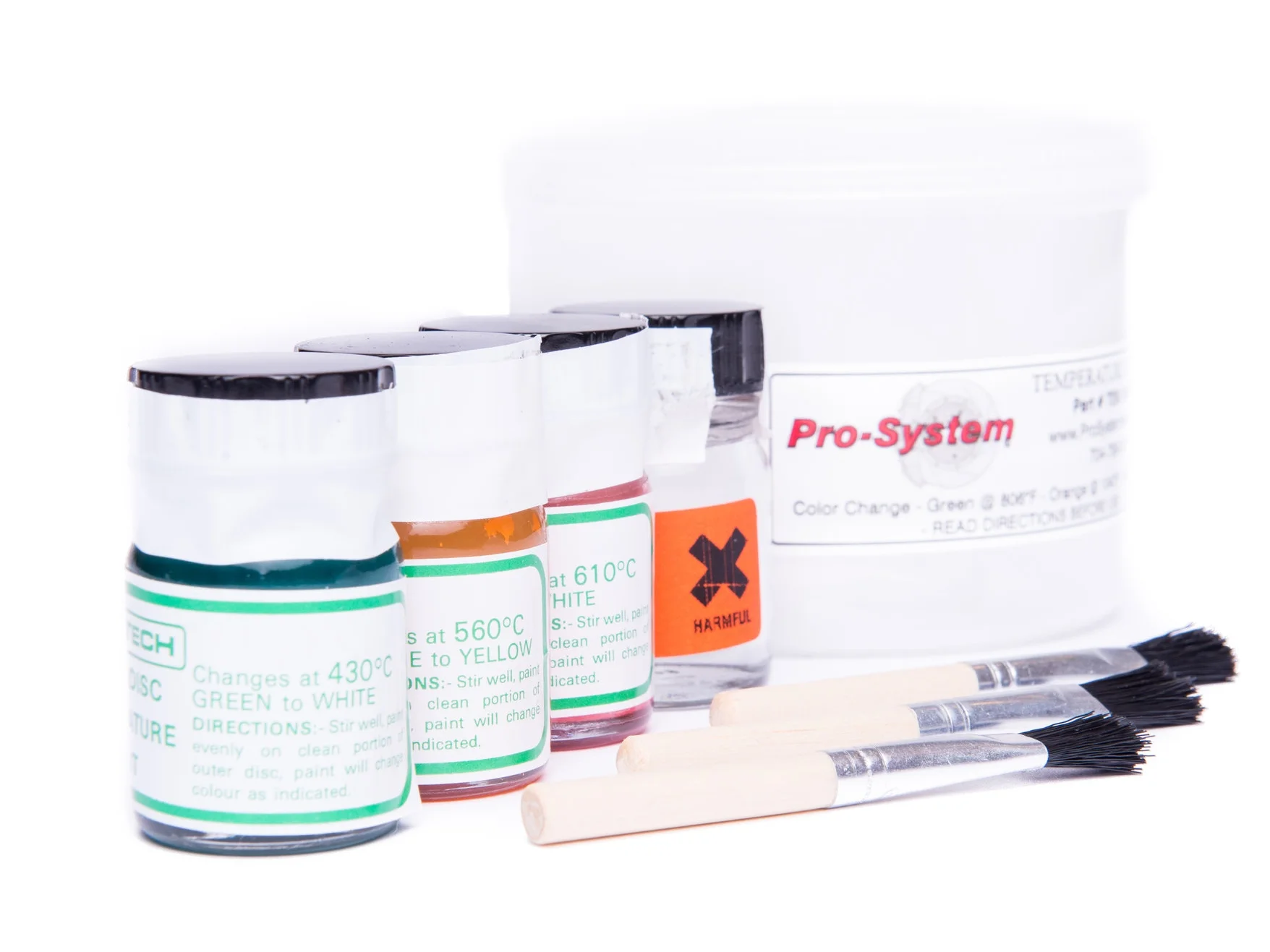 Pro System rotor paint kit with temperature ratings. Photo Courtesy: Felix Williams