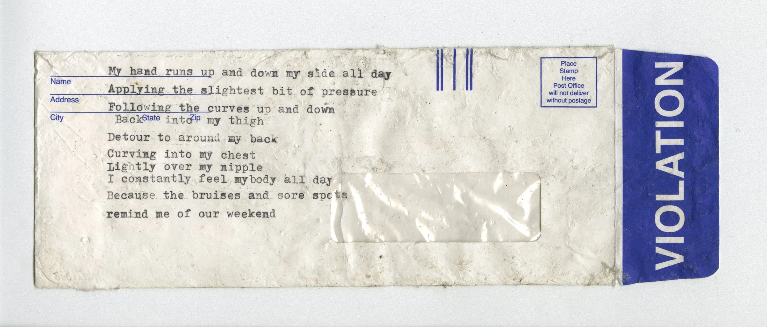 "My hand runs up and down my side all day..."