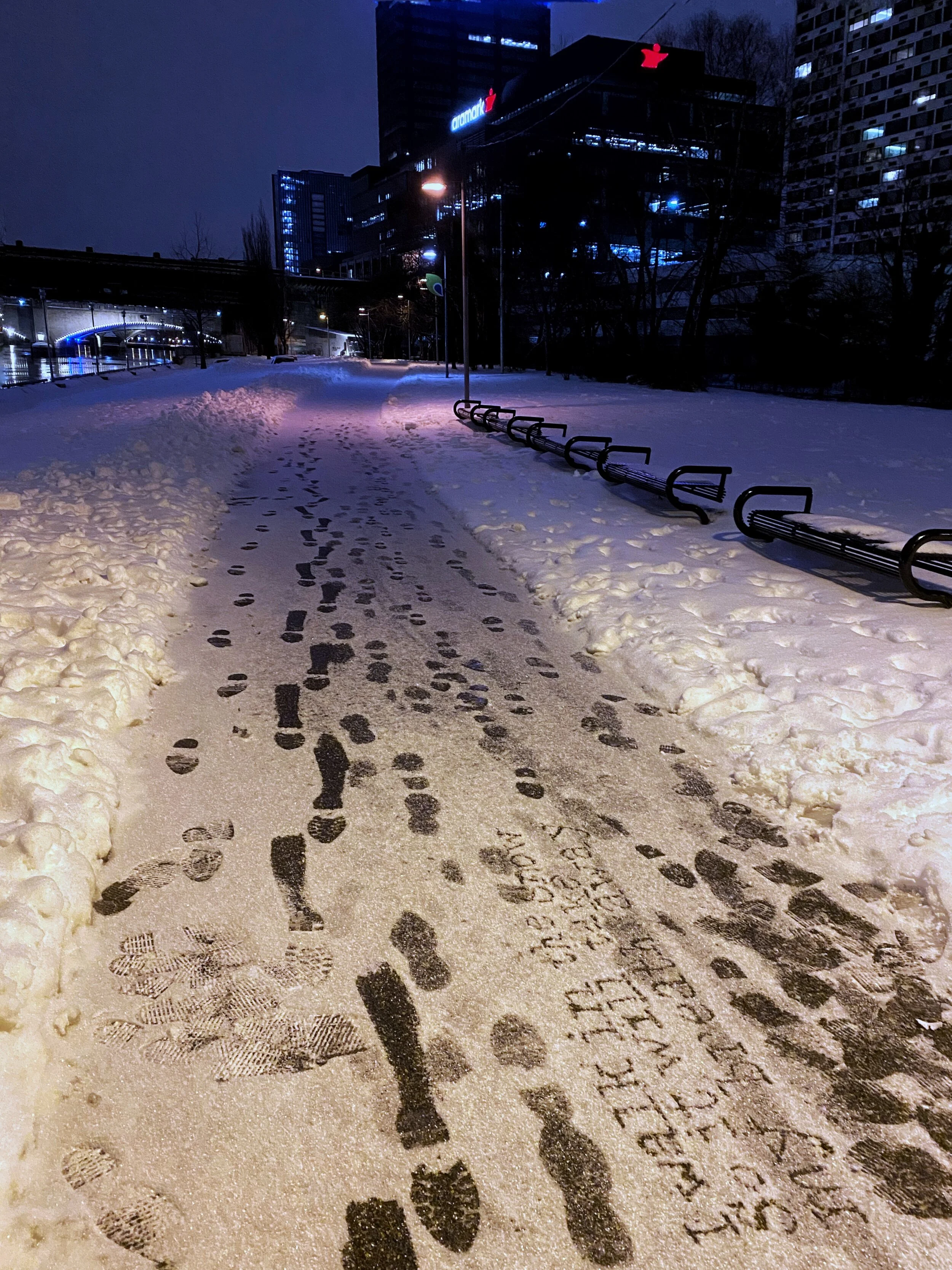 "I walk in the snow So it will take my breath away"