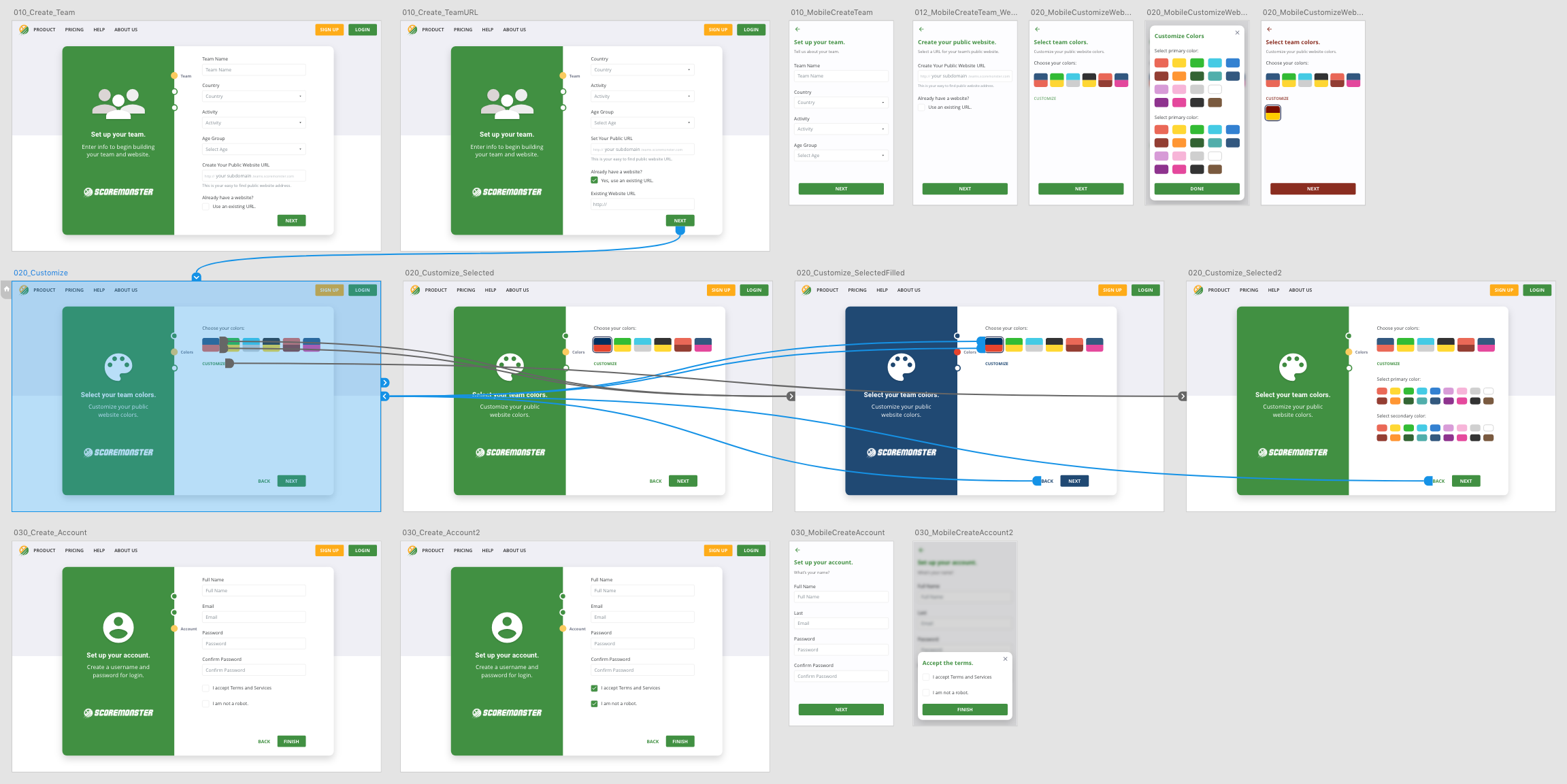 Adobe XD prototype tools for a setup wizard