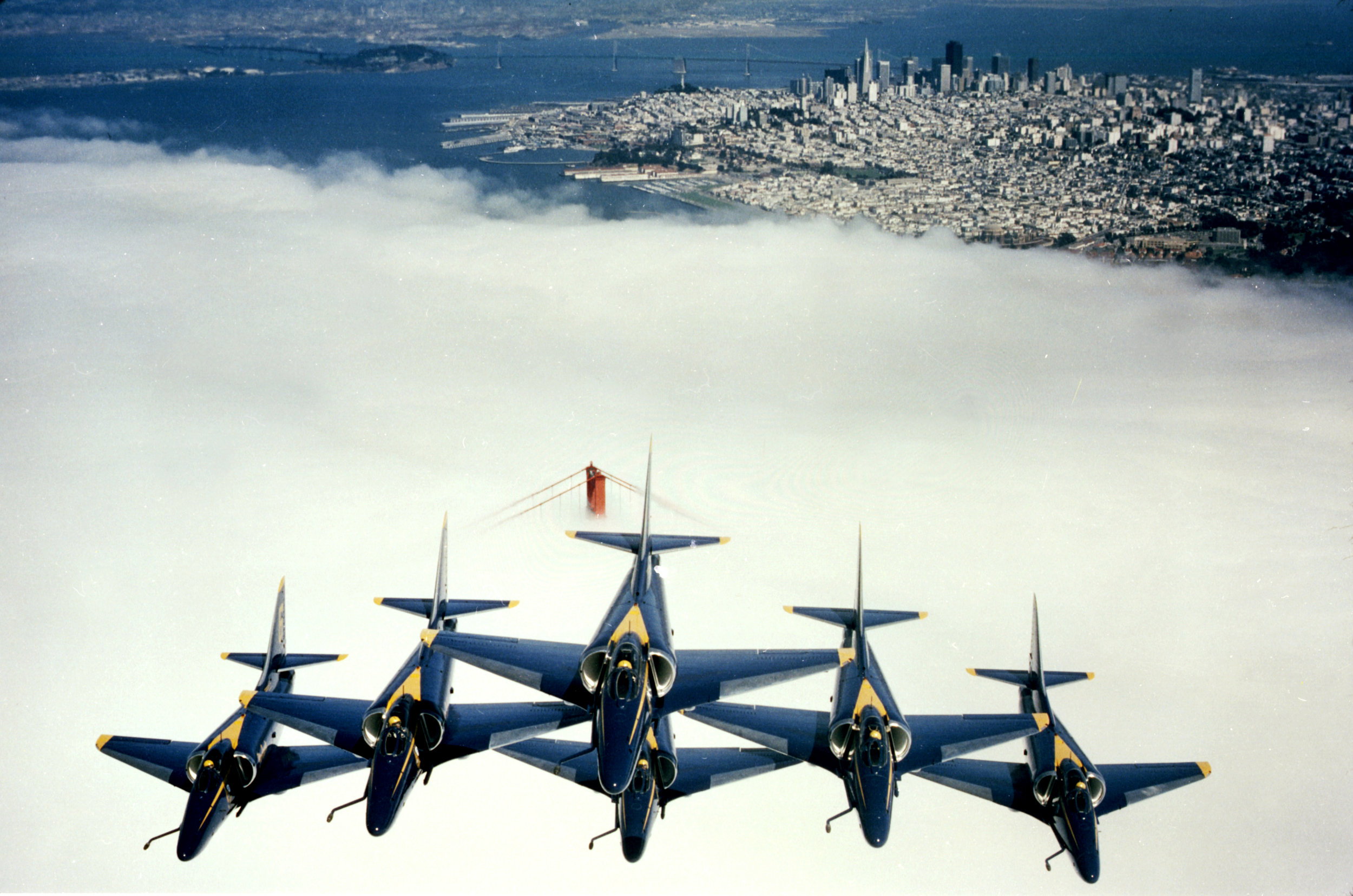  Blue Angels over the Golden Gate Bridge, San Francisco, Calif. 