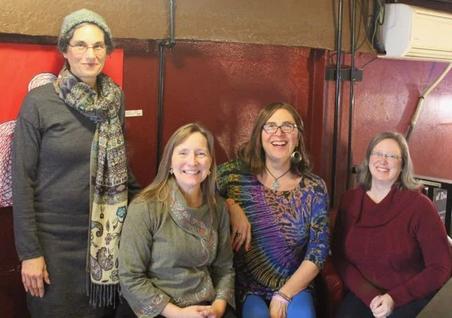 Lisa, Melinda, Laura and Tyana at our first team meeting.  Deardra couldn't make it-- she was attending a birth.