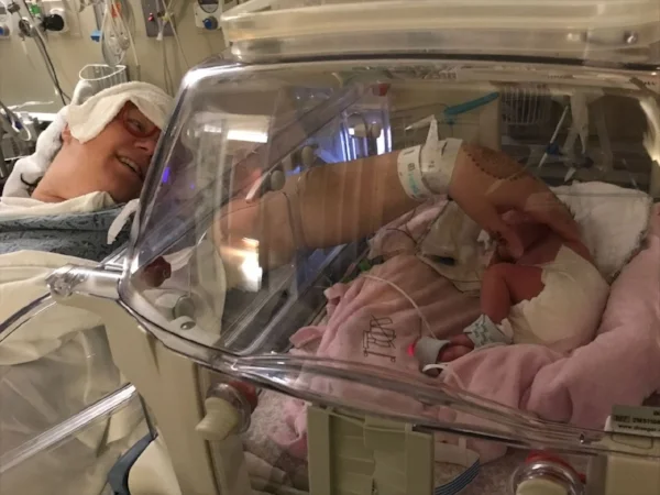 2 hours post C-section Devo connects with her baby girl