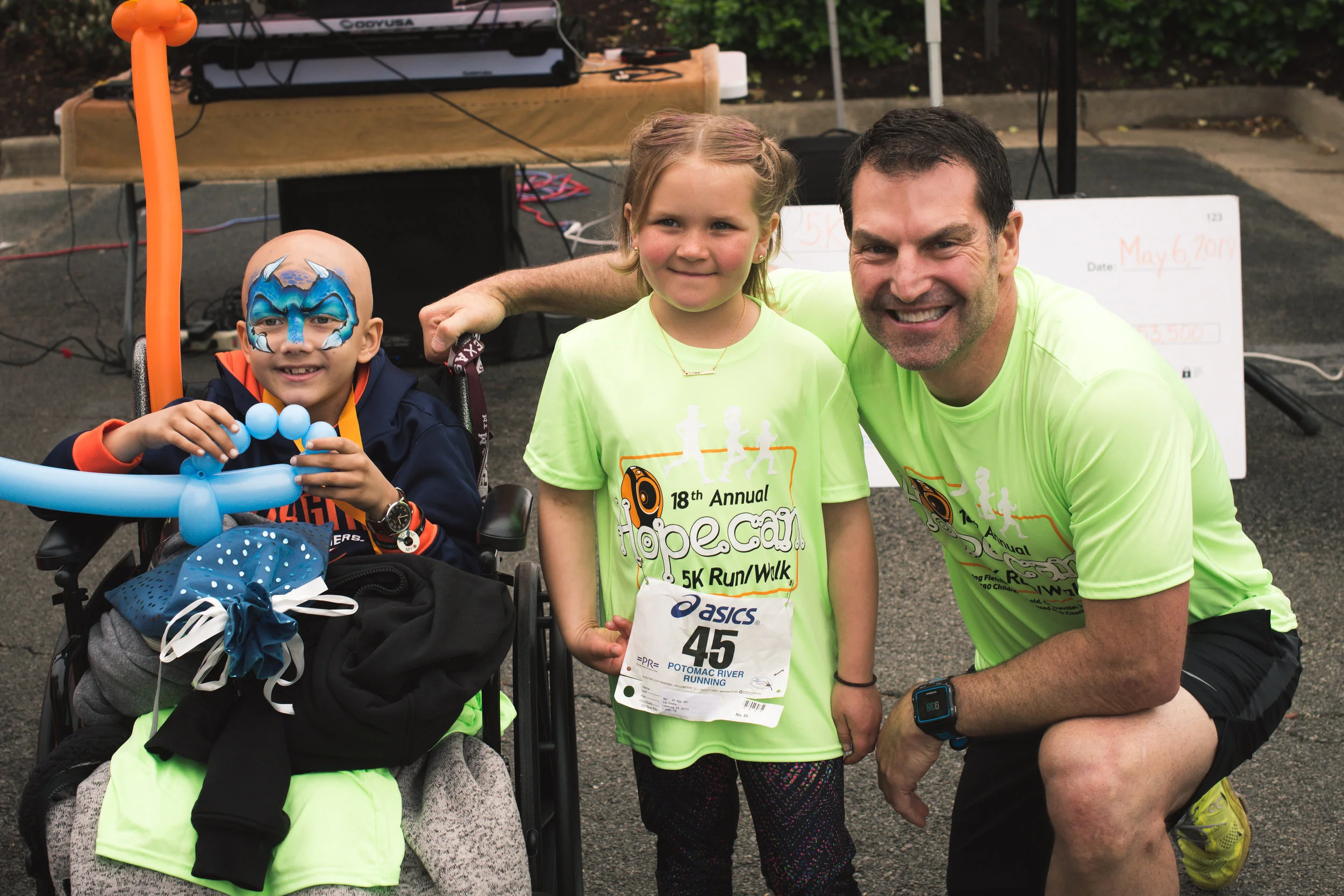 Len Forkas with our Hopecam 5K Honored Child ‘Fletcher’ and Hopecam Child ‘Lily’