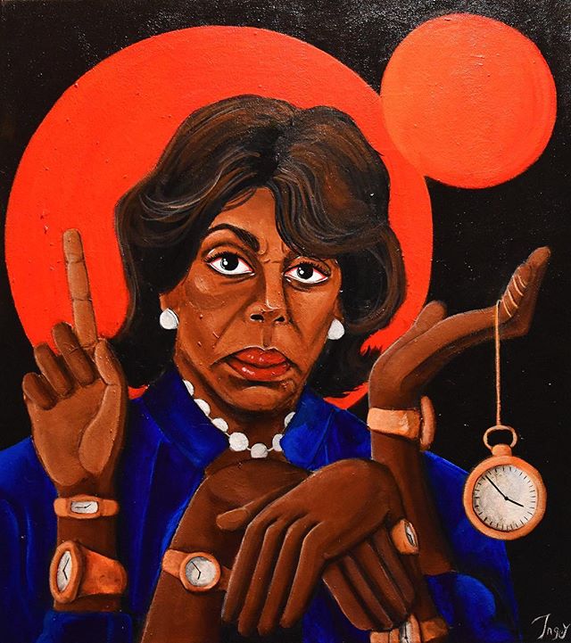 🗣RECLAIM YOUR TIME👏🏿 Happy 80th Birthday Auntie Maxine Waters!! Thank you for always putting what is right and just before reputation and thank you to @afropunk for asking me to create this portrait for your special day. Stunt like a kween, #BeLik