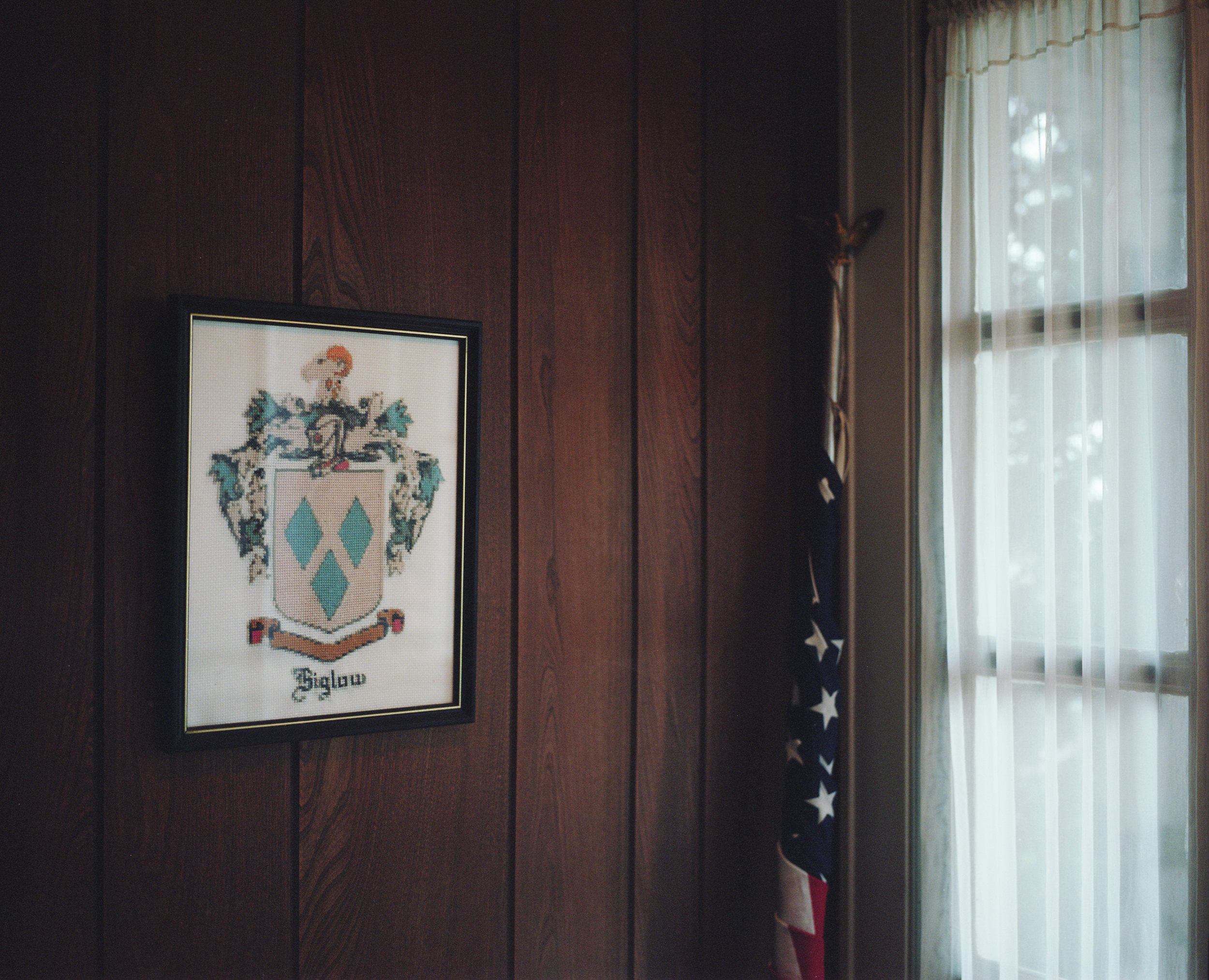 Biglow family crest at Hazel's front door