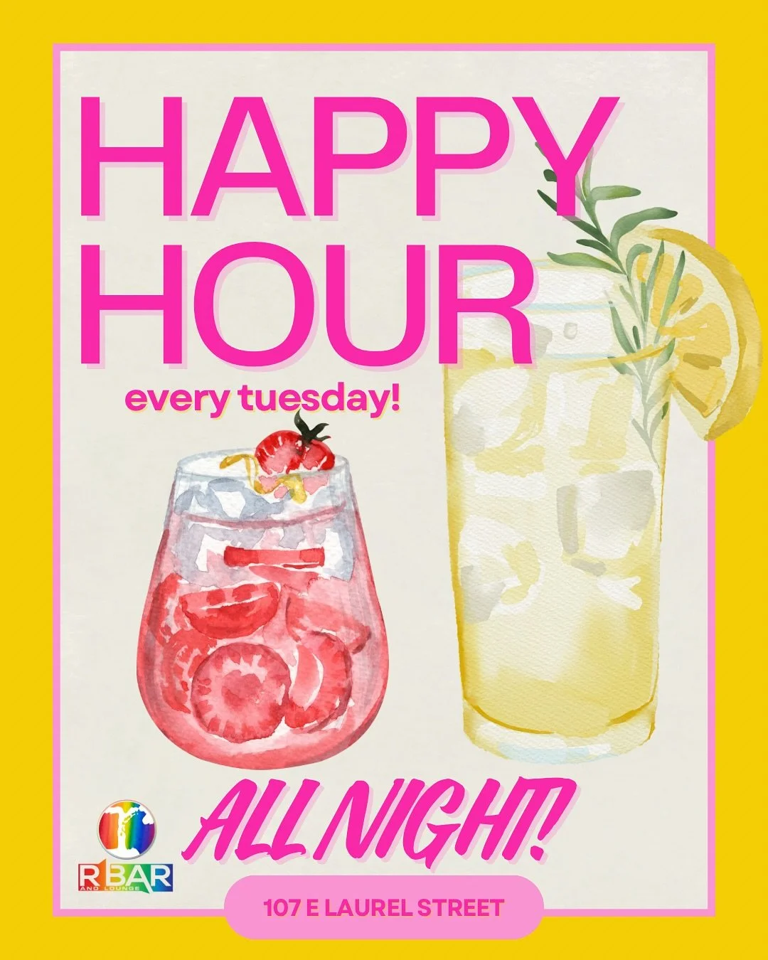 🎲 It&rsquo;s Game Night, babes! 🎲
Grab your friends and roll into R Bar for Game Night + All Night Happy Hour! 🍸🃏
Free entry, great drinks, and plenty of laughs &mdash; what more could you want on a Tuesday?

✨ Open at 5PM
📍107 E Laurel Street, 