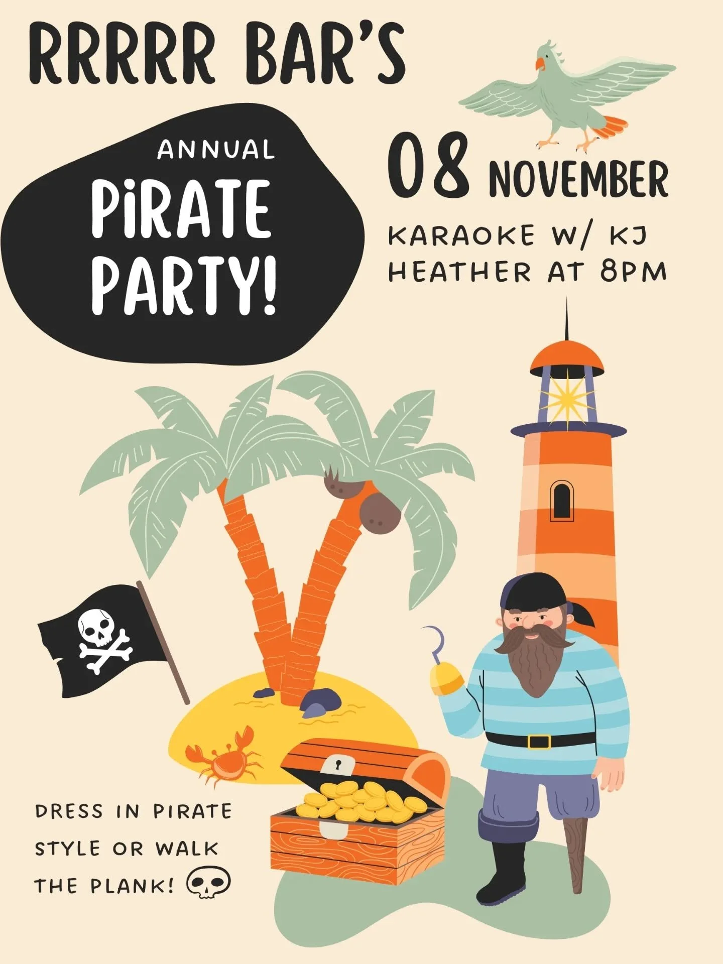 ​Shiver me timbers, it's almost time! 🦜
​Get your eye patches and bandanas ready because R Bar's Annual Pirate Party is happening TONIGHT, November 8th!
​Join us for an extra special night as we cap off our 10 Year Anniversary Celebration! We've got
