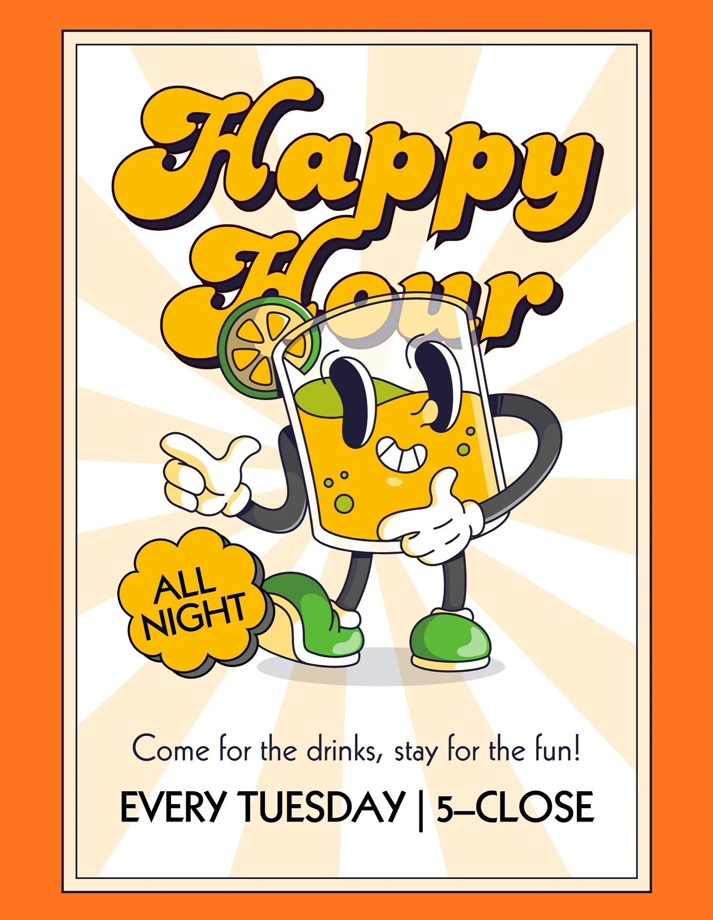 🍹🎲 Tuesdays = Happy Hour + Game Night!
Come for the drinks, stay for the fun (and maybe a little friendly competition😉)
5&ndash;close &mdash; all night, every Tuesday! ✨