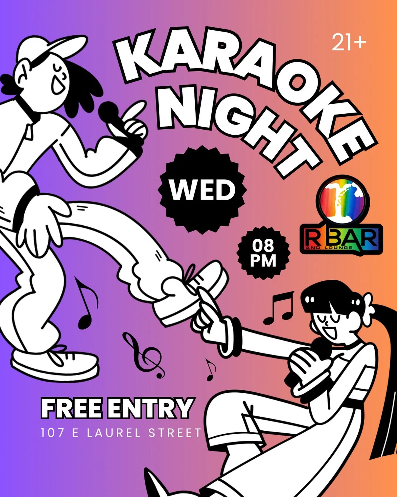 Main character energy only 🎤🔥
Karaoke Night is TONIGHTTT
🕗 8PM | Free Entry | 21+
Come sing with us at R Bar &amp; Lounge 🌈