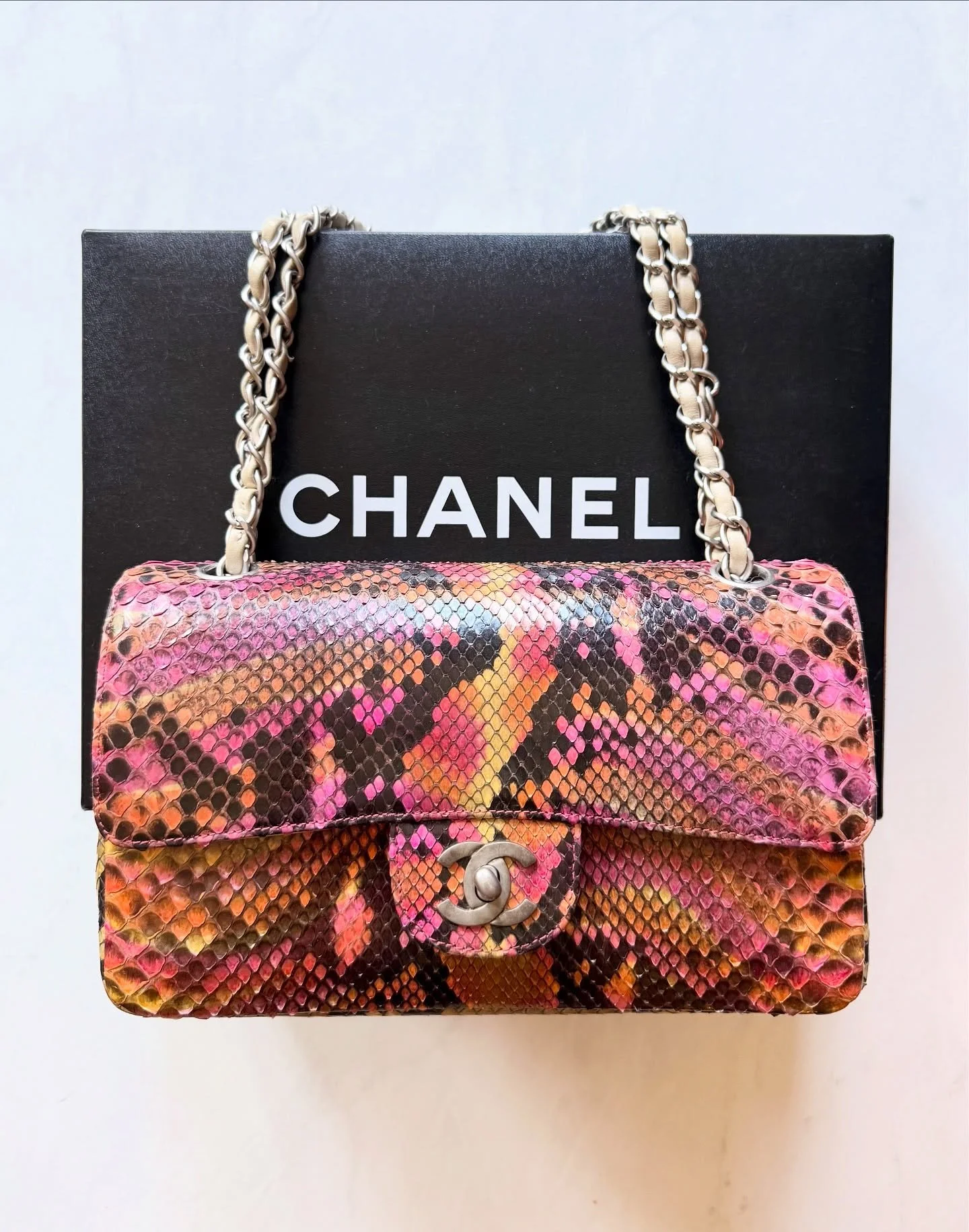 CHANEL Python Double Flap Bag
Now $500 off!

#shop #rcb #luxury #resale #chanel #flapbag #sale
