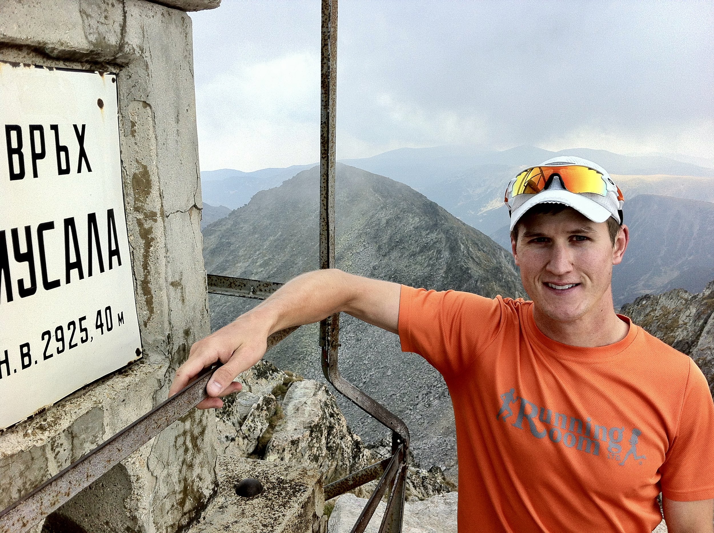 At the top of Musala Peak (2,925m ASL) - highest mountain in Bulgaria