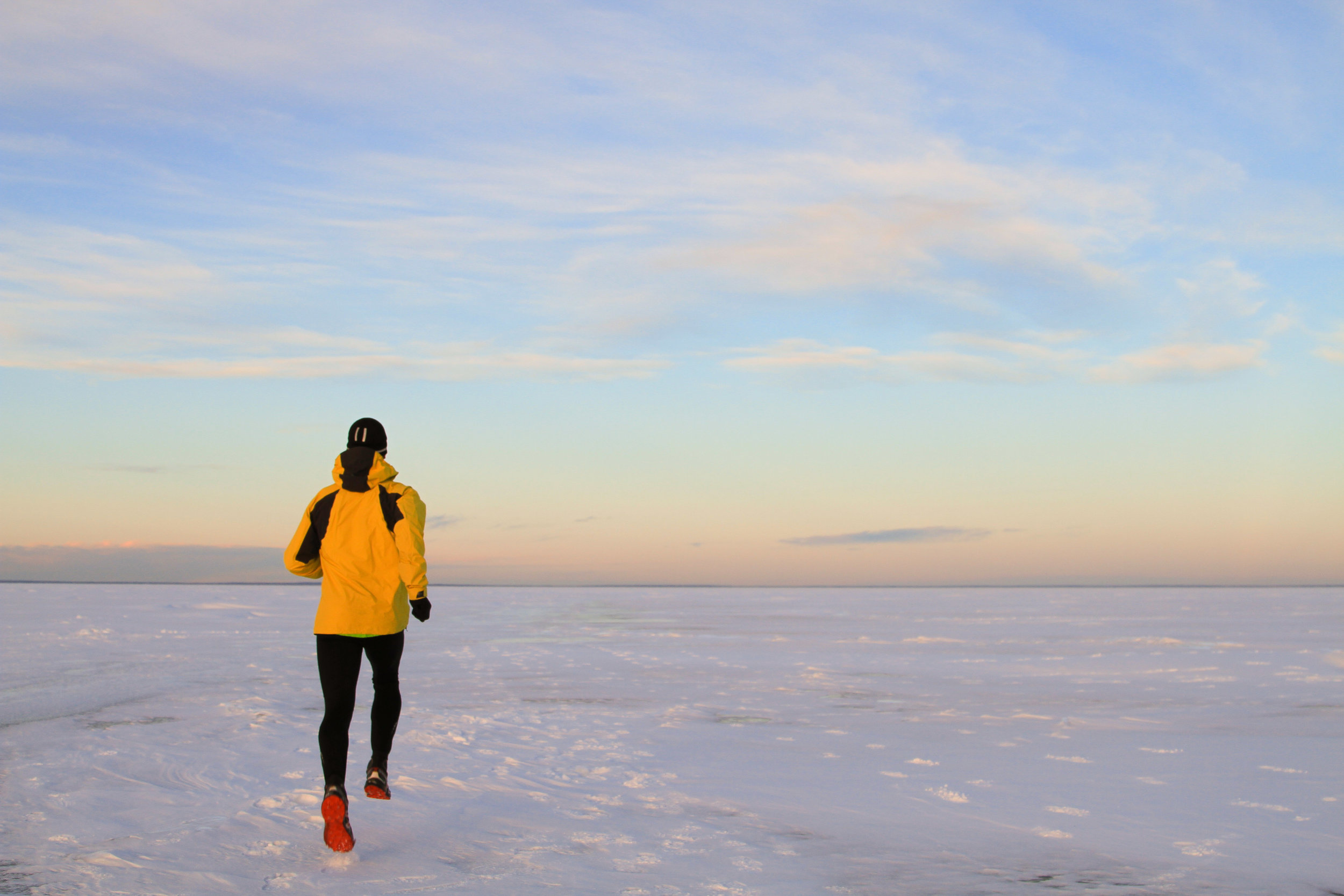 Matt running on Cold Lake during a dry run.
