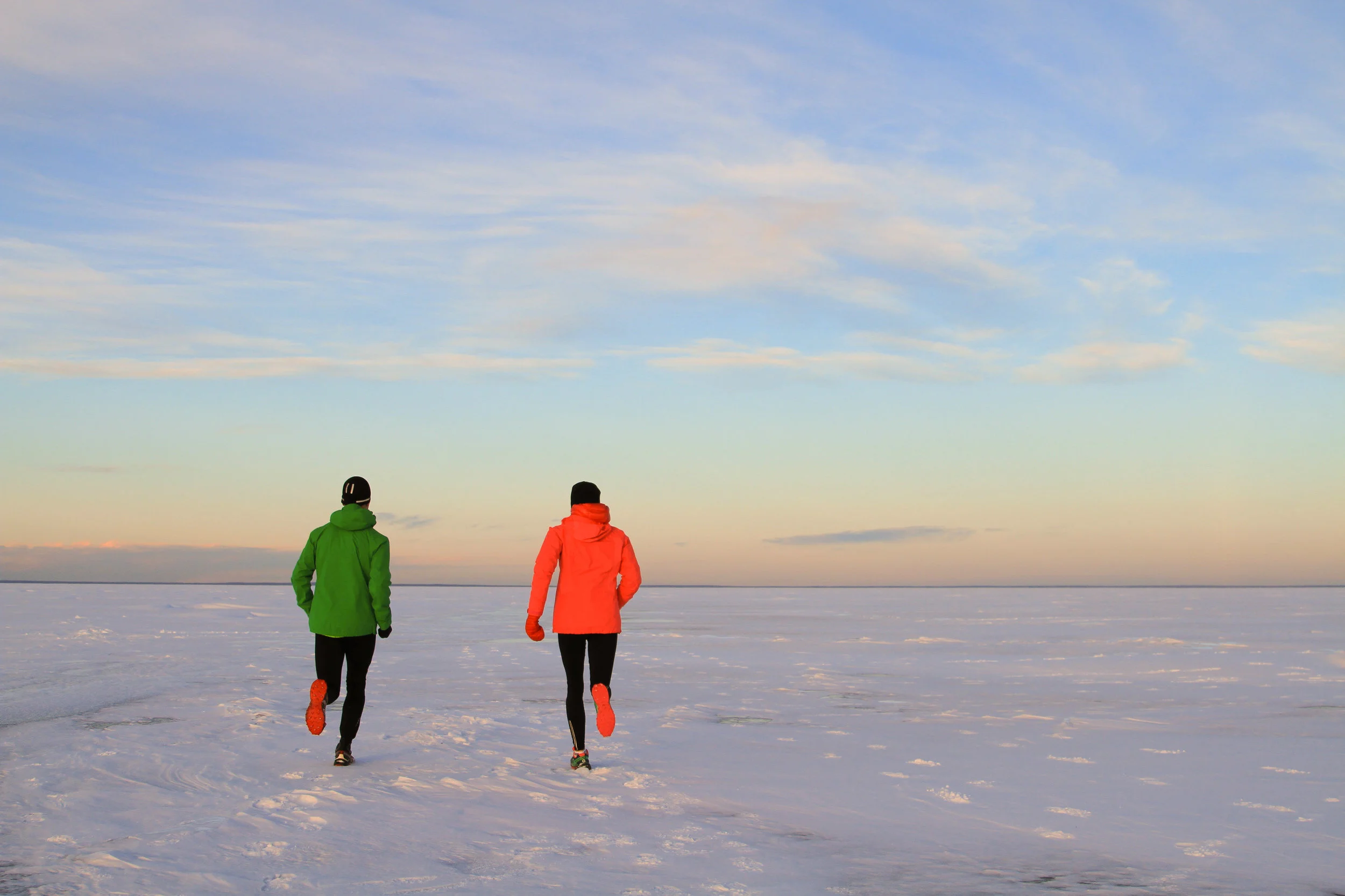 Matt and Emily during a dry run to check the ice conditions on Cold Lake.
