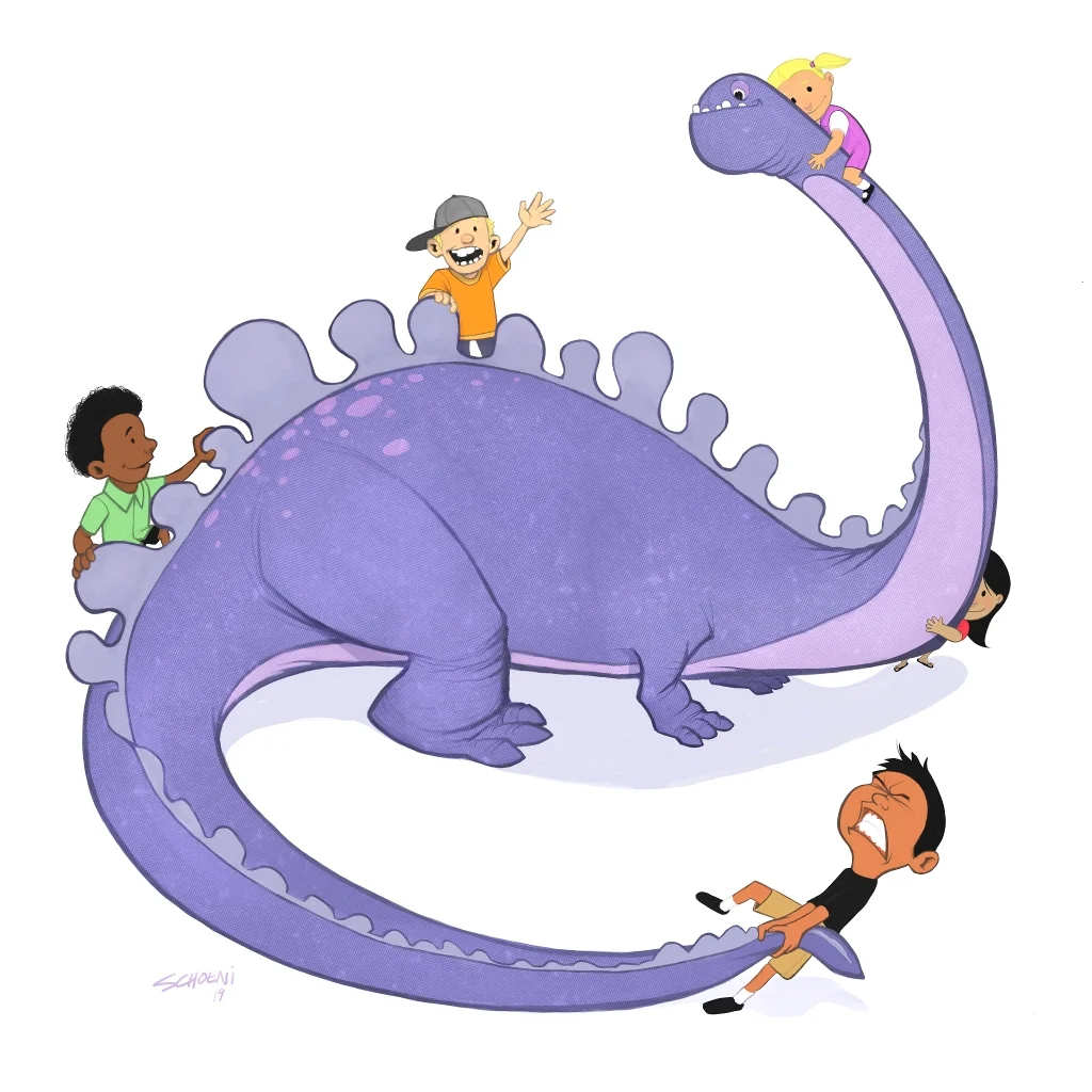 Playing With a Dino Friend