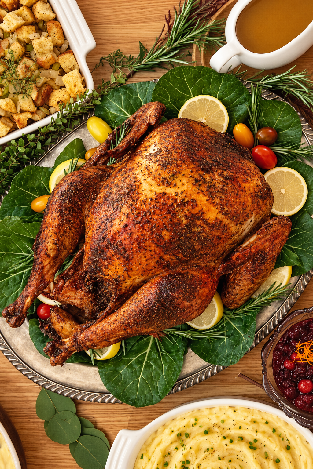 Festive Overhead Thanksgiving Turkey Feast.png