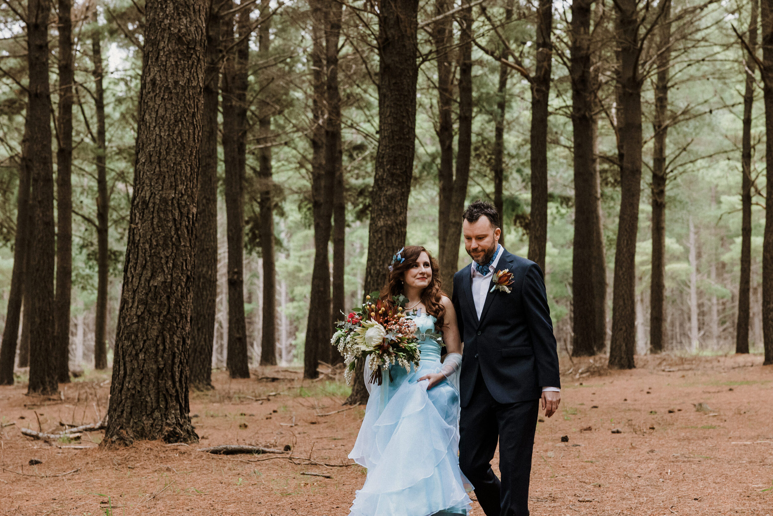 Kuitpo Forest Elopement Blue Wedding Dress 11.jpg