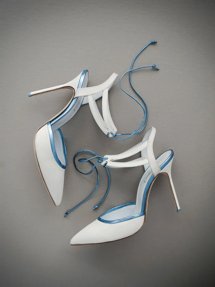 Elle White Matte Satin Strappy Heel