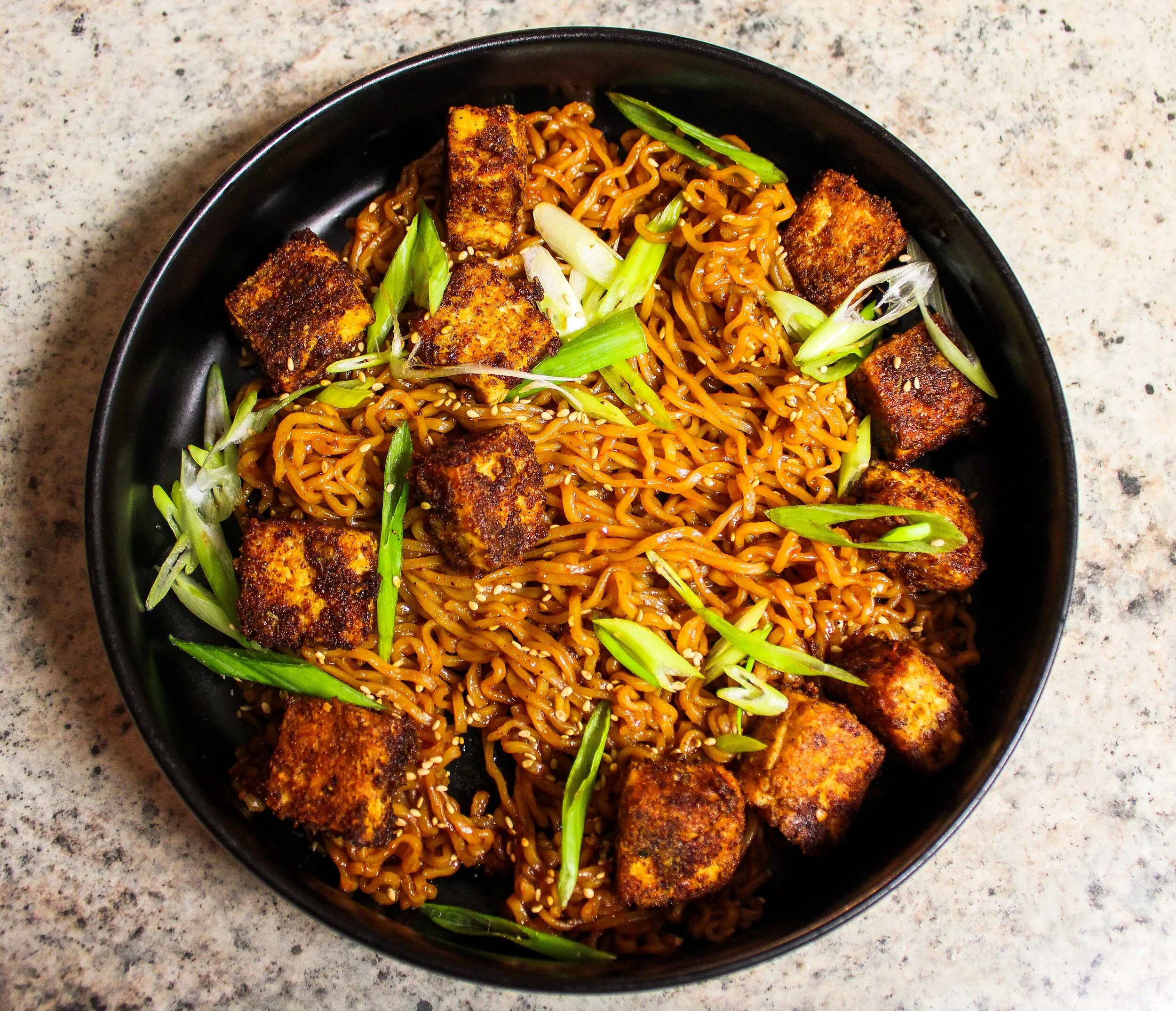 Crispy Sesame Tofu with Noodles