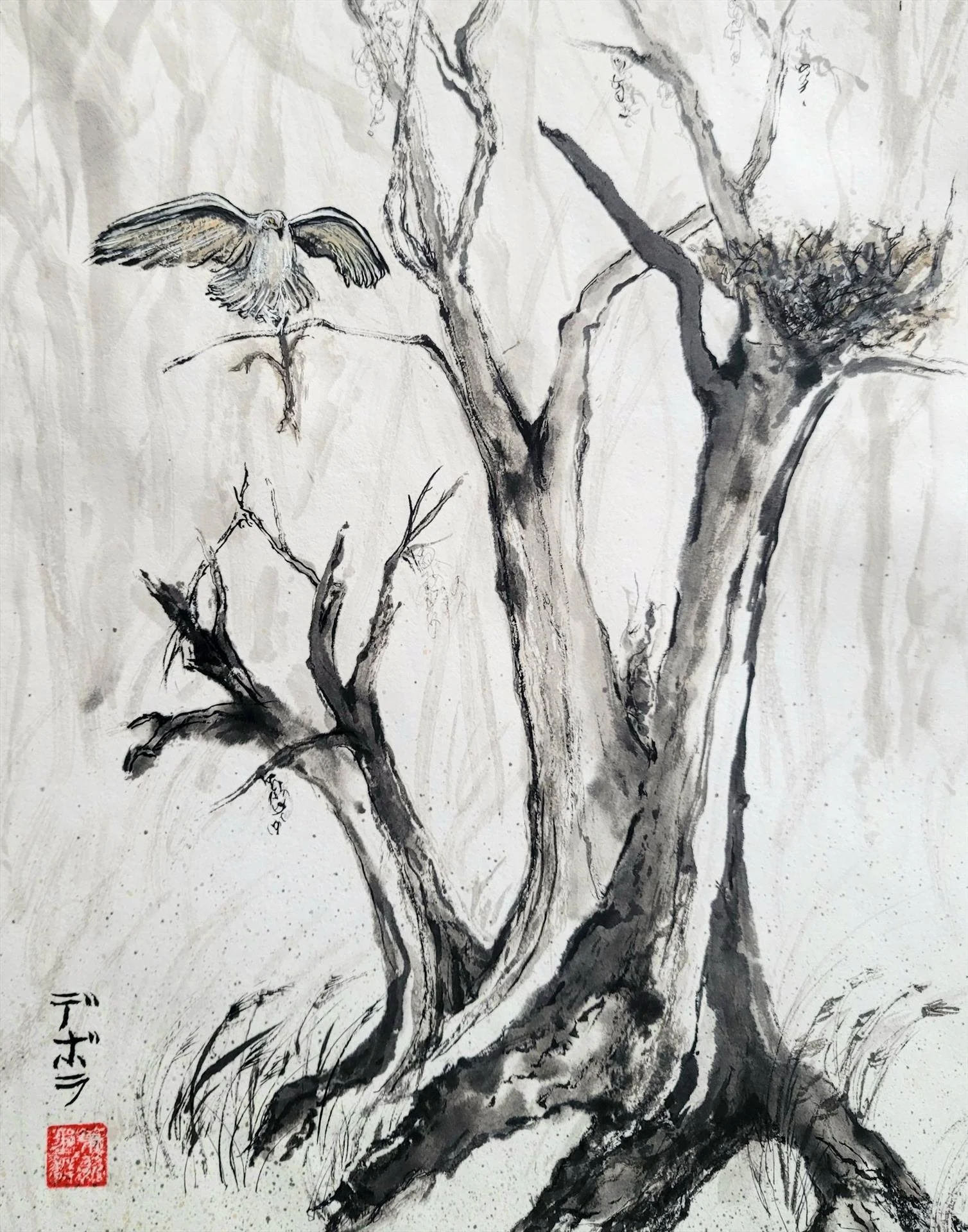 "Osprey Finishing Her Nest"