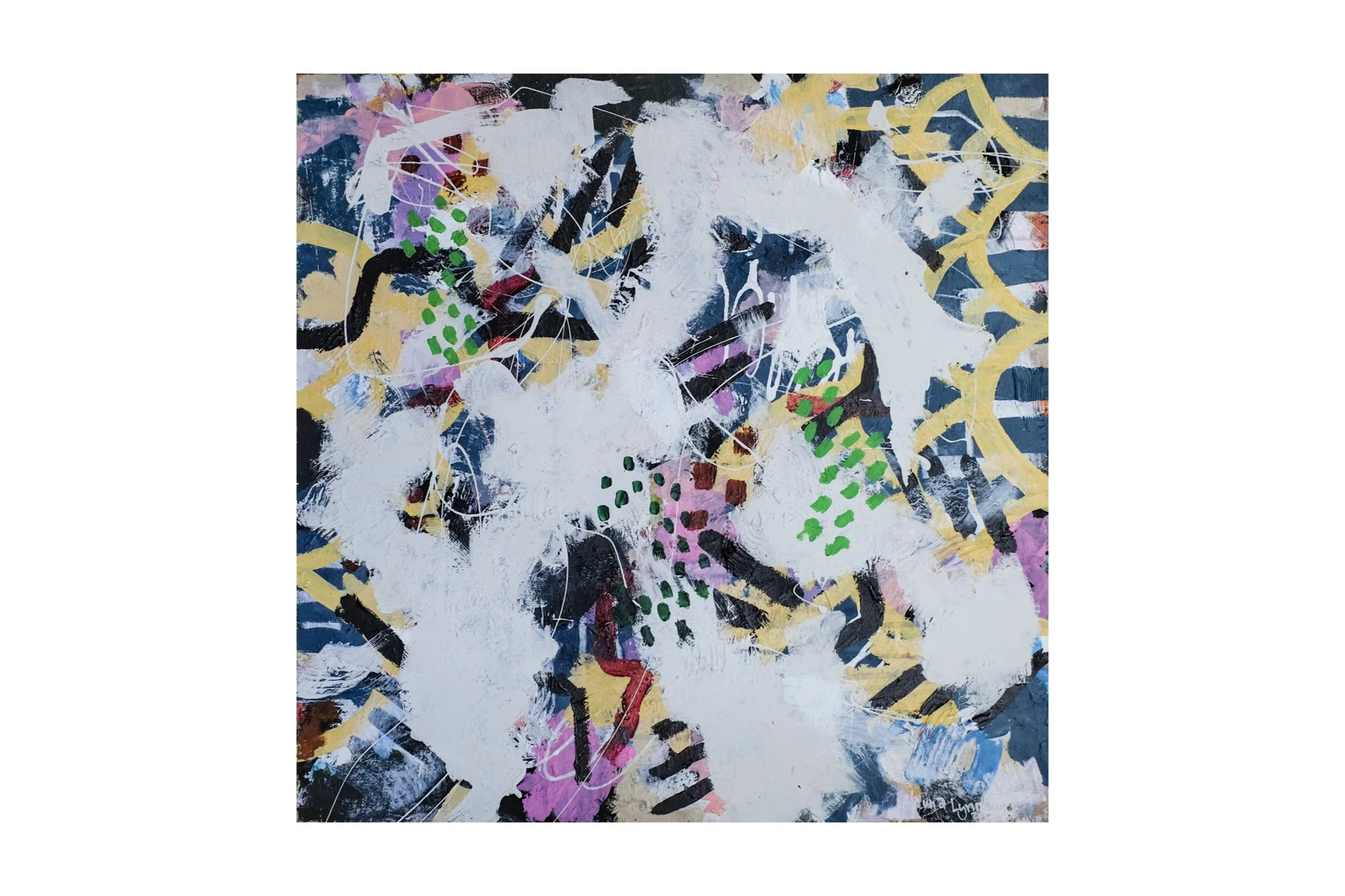 Green dots and yellow lines