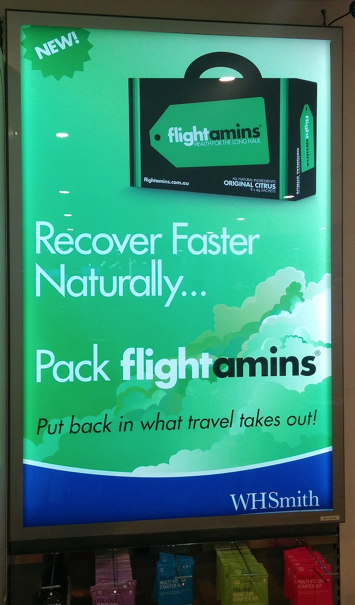 Flightamins ad wall at Melbourne airport