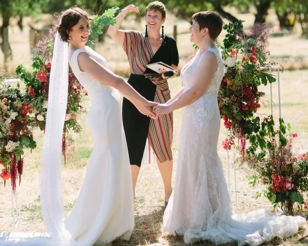 Adelaide Marriage Celebrant marrying two brides in a winery in McLaren Vale