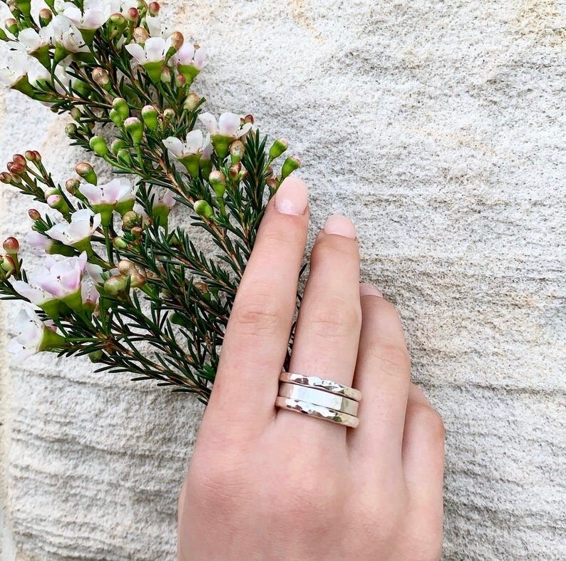 Chunky Sterling Silver Stacking Ring Set