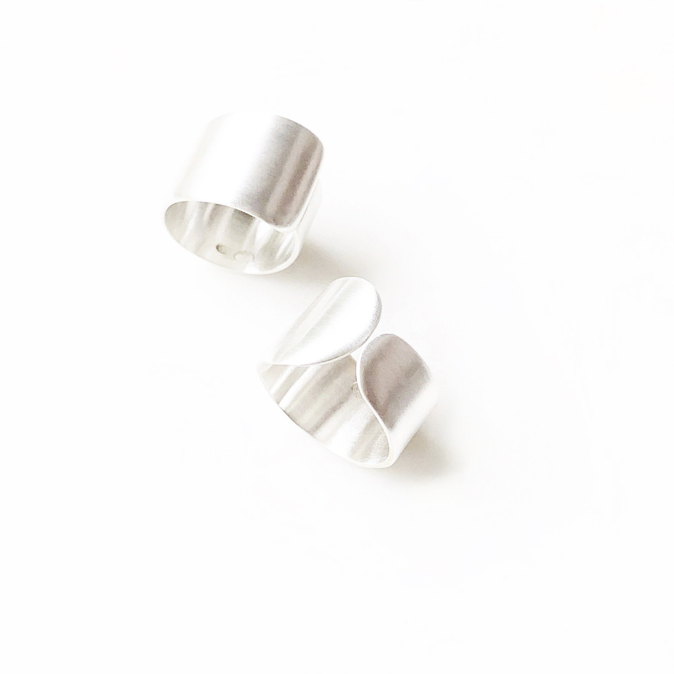 Solid Sterling Silver brushed "sculptural modernist" rings