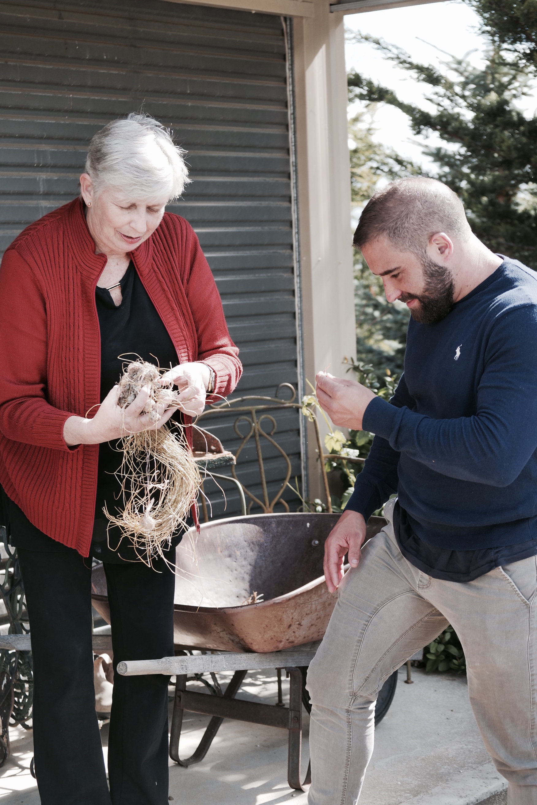 LUKE TAKING A CLOSER LOOK AT THE SAFFRON ROOT WITH NICKY.