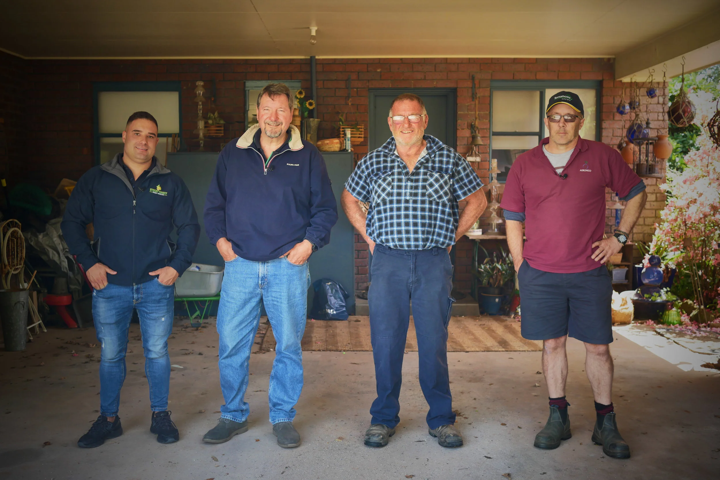 LEFT TO RIGHT. WHOLESALER, AGENT, FARMER AND AGRONOMIST.