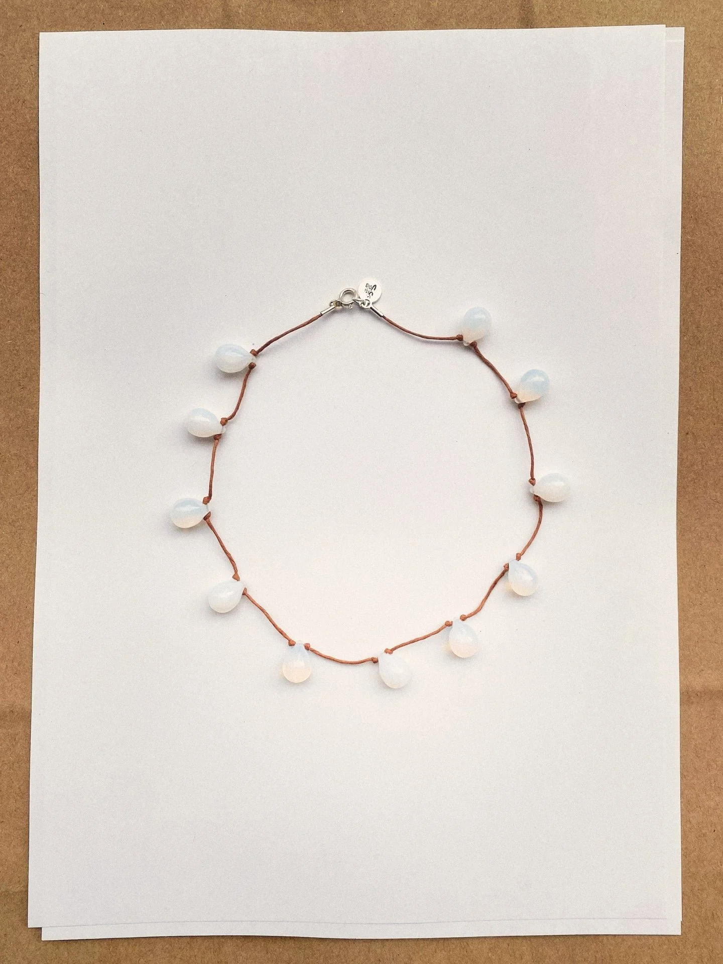 Sisi Joia, noué necklace, opaline white tan — BÖF shop