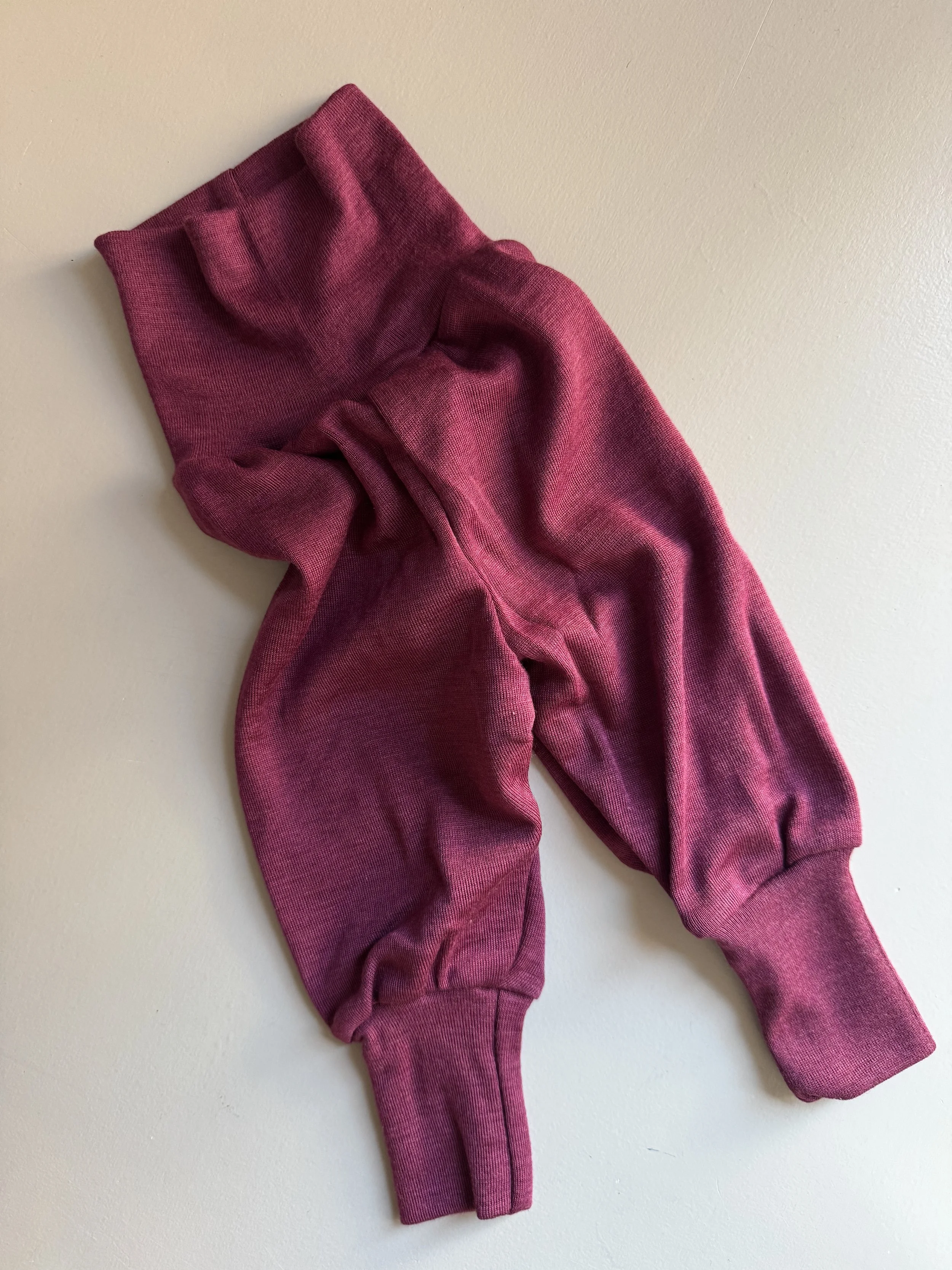 engel, organic marino wool and silk, baby pants, orchid
