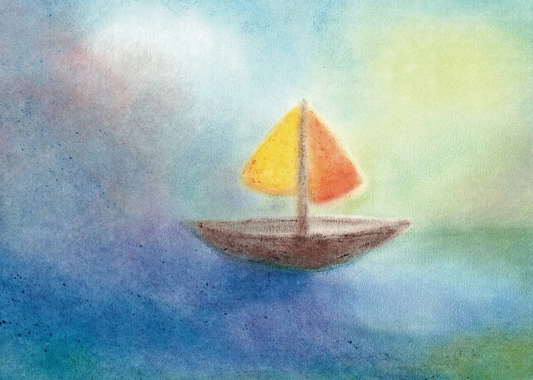 postcards, watercolor,  little boat