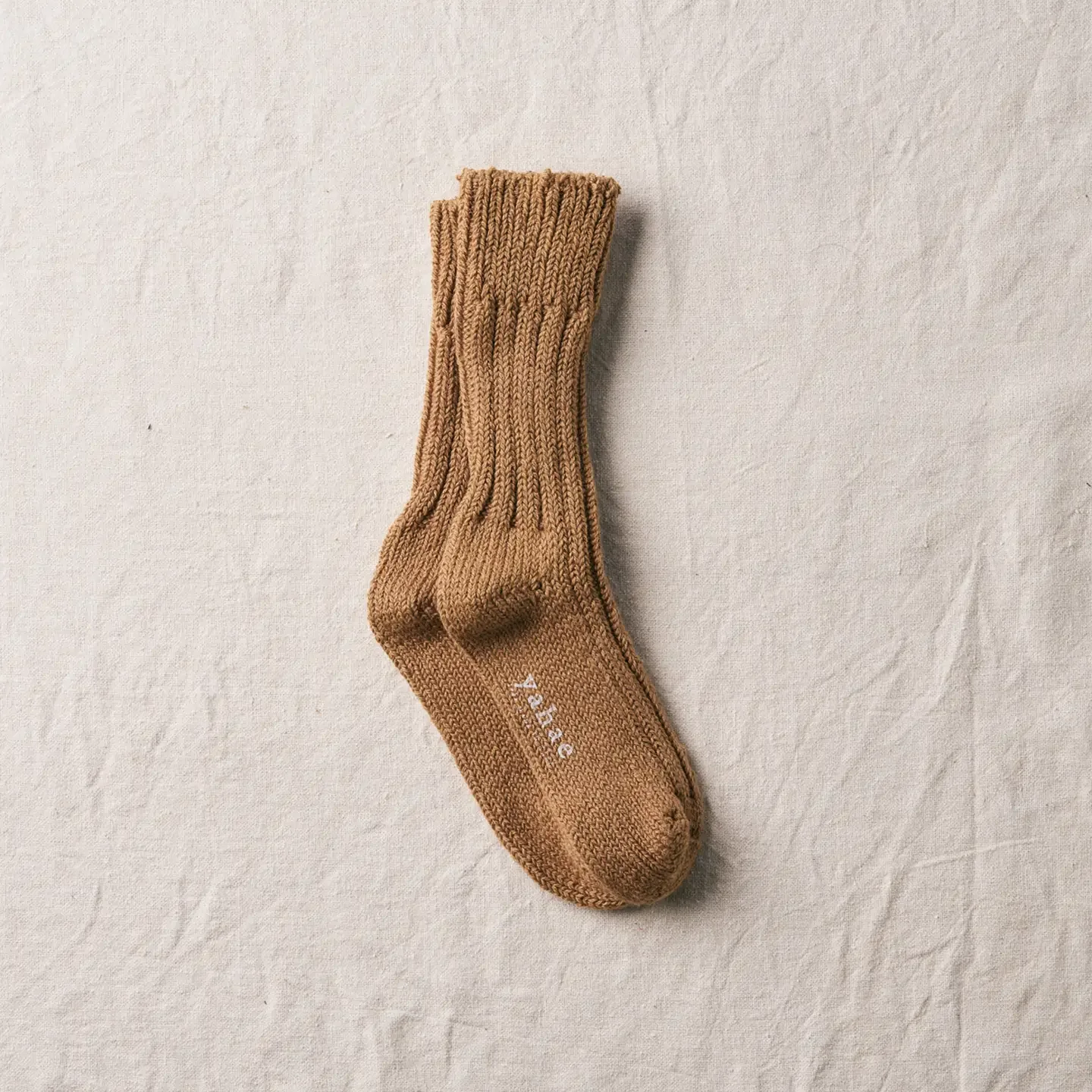 yahae,  organic cotton low gauge socks, brown