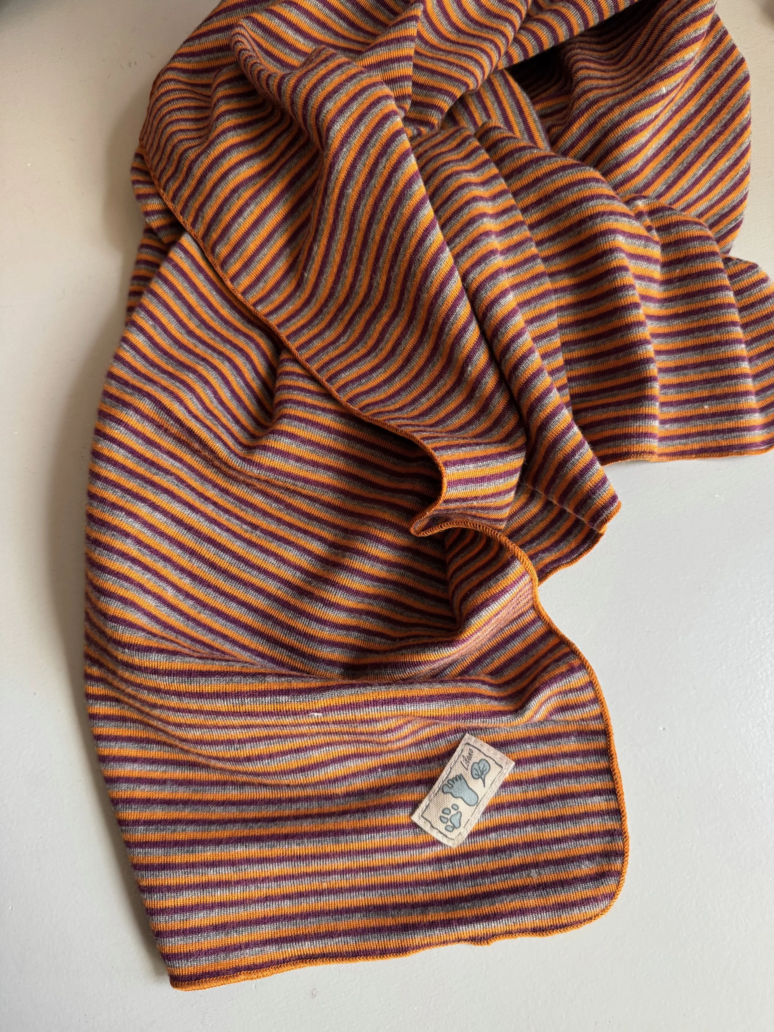 lilano, organic wool and silk blanket, dark stripes