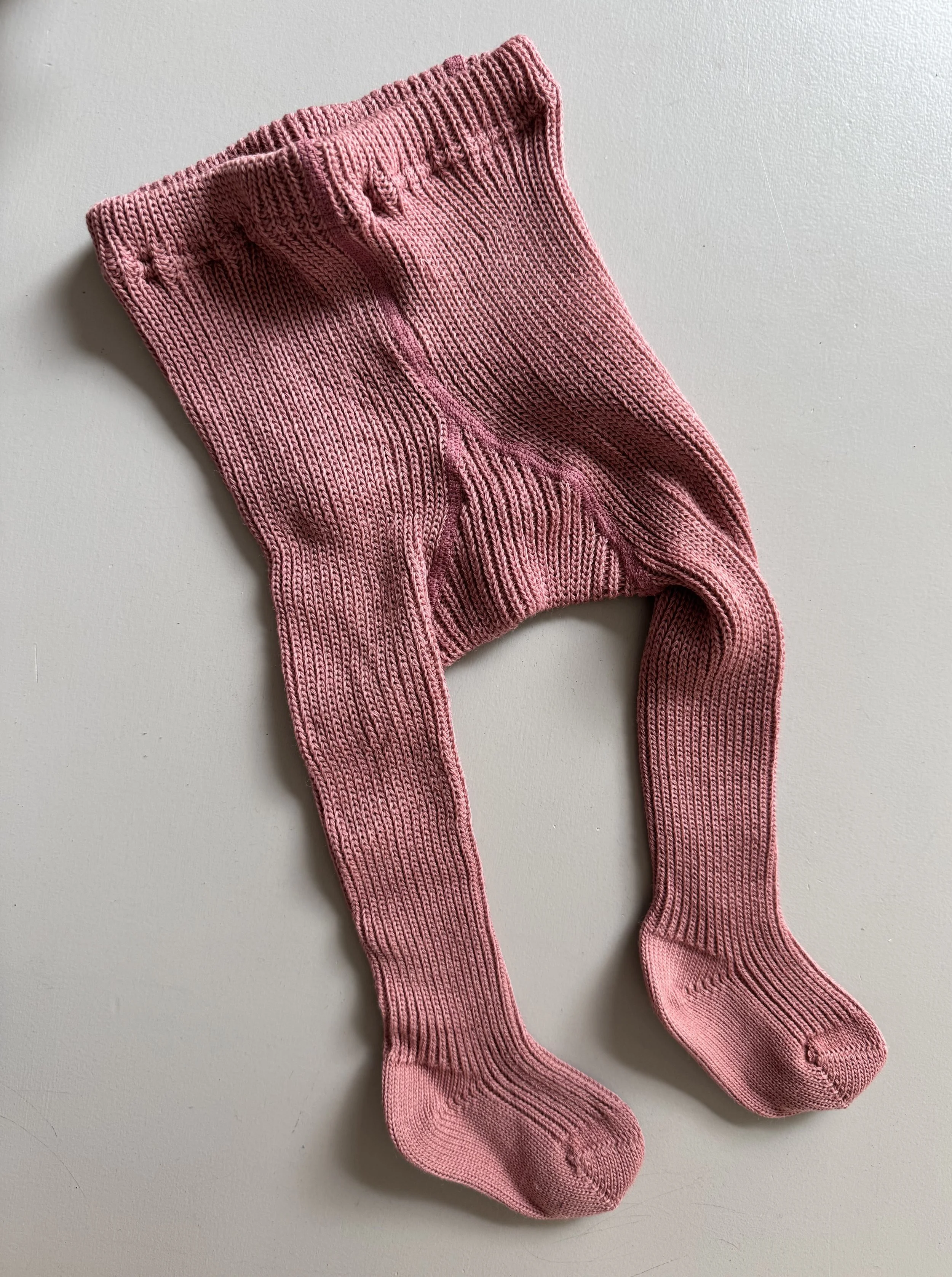 wool rib tights, thick, rose