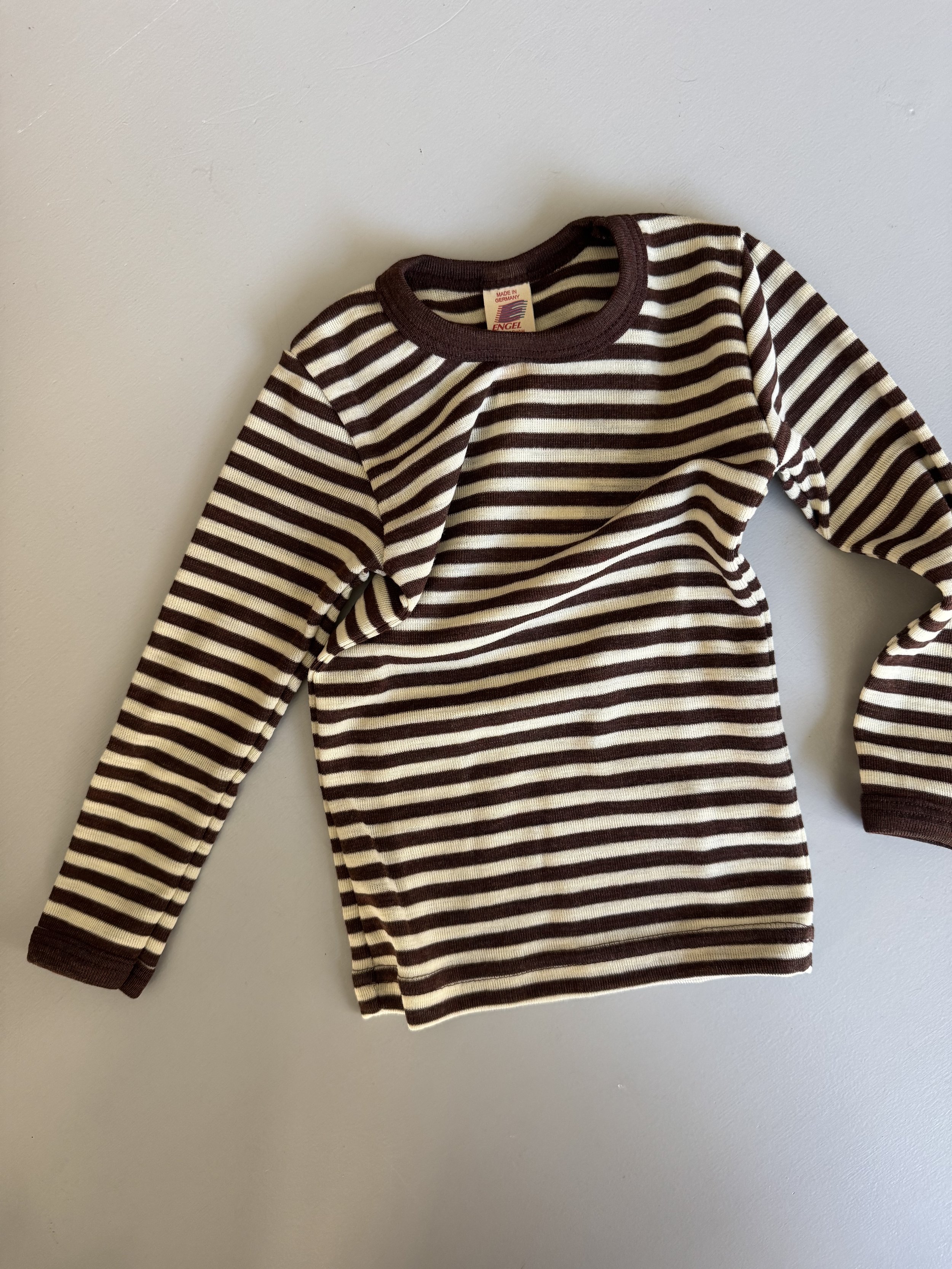engel, organic marino wool top, brown stripes