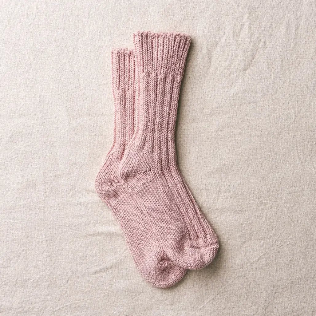 yahae, organic cotton low gauge socks, pink