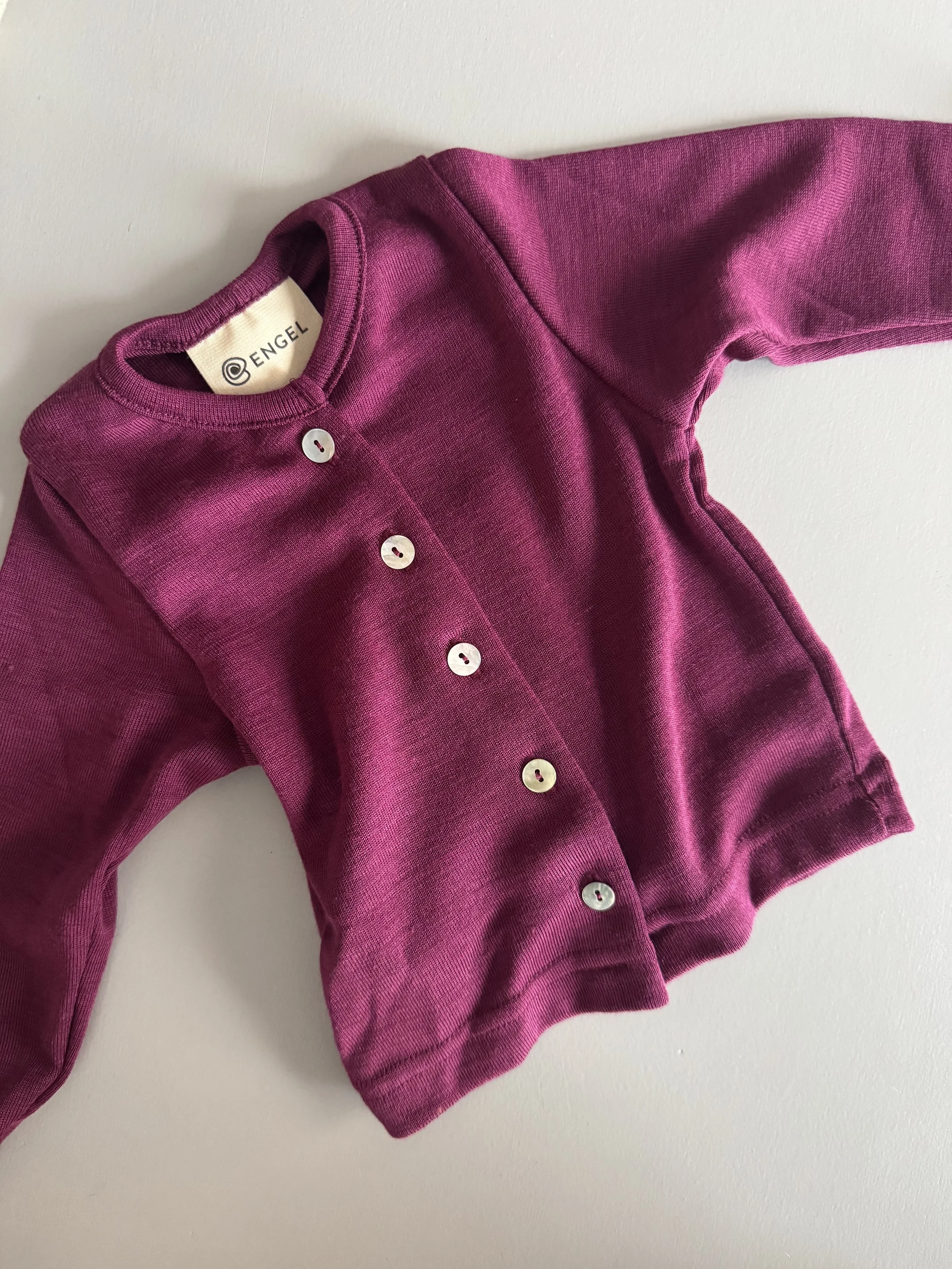 engel, wool cardigan, orchid