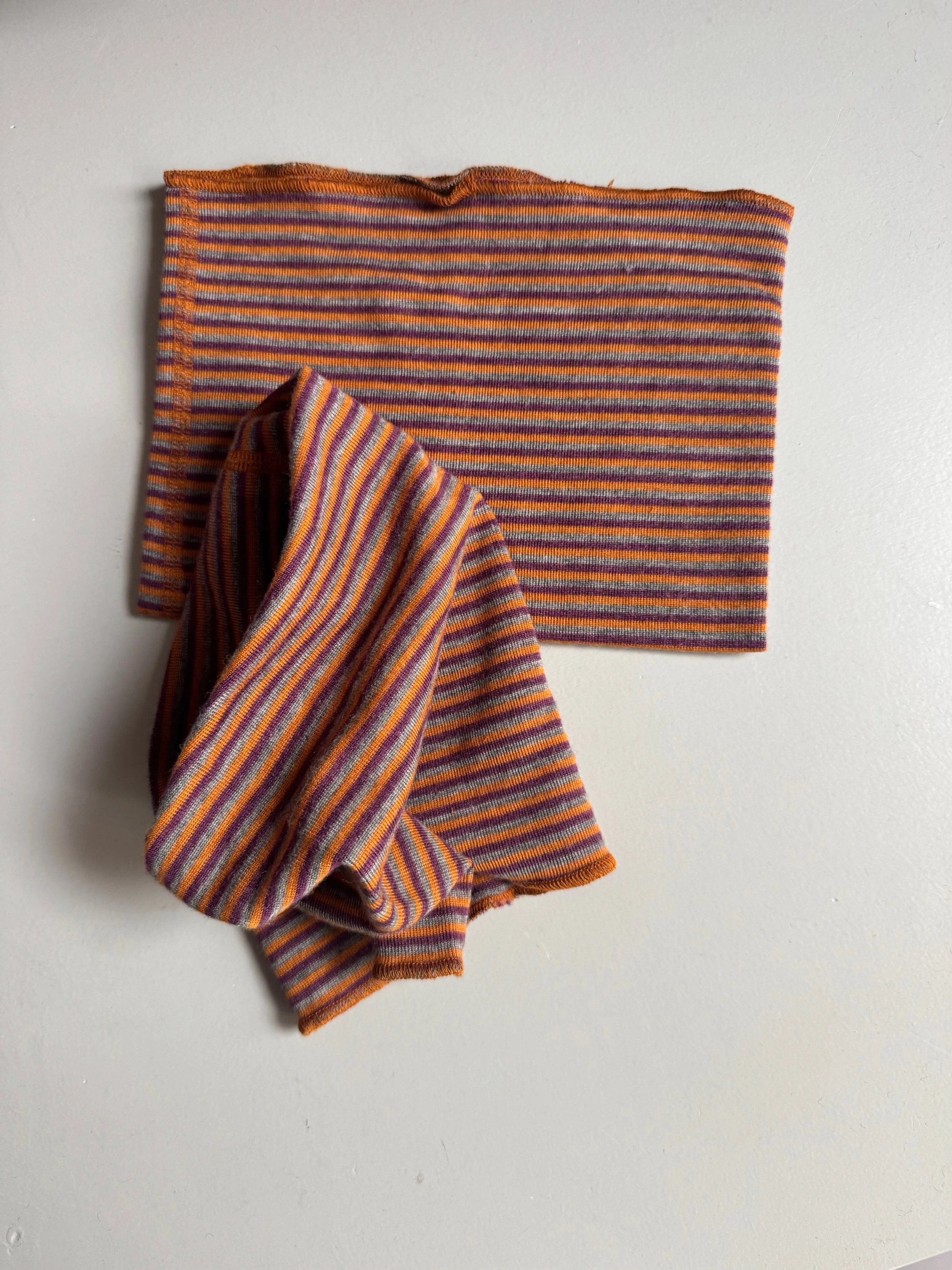 lilano, organic wool and silk, kid snood, dark stripes