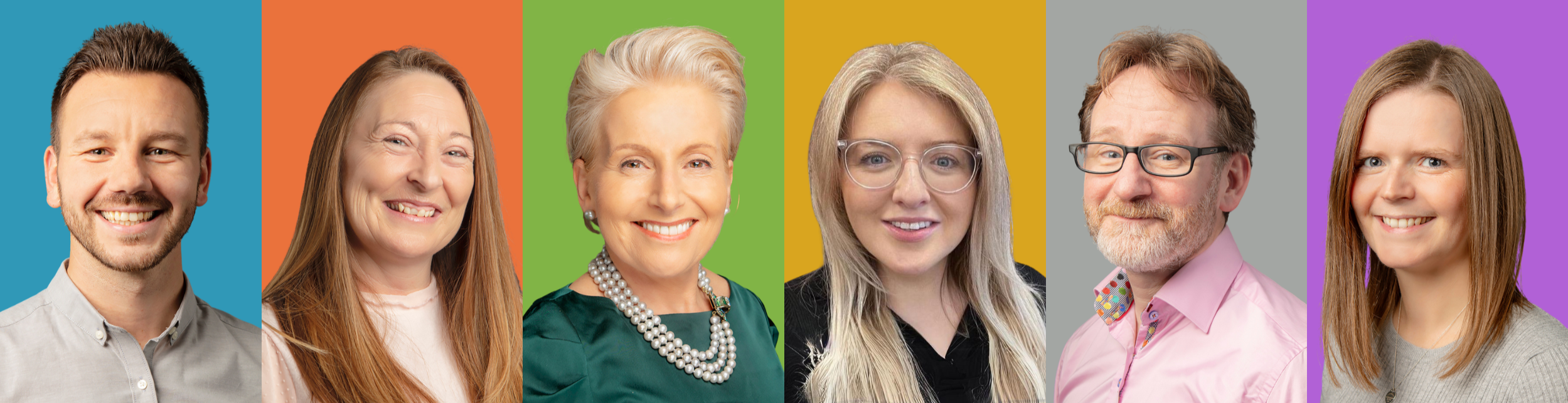 From left to right images of Andrew, Jacqui, Lorna, Alana, Richard and Linzi