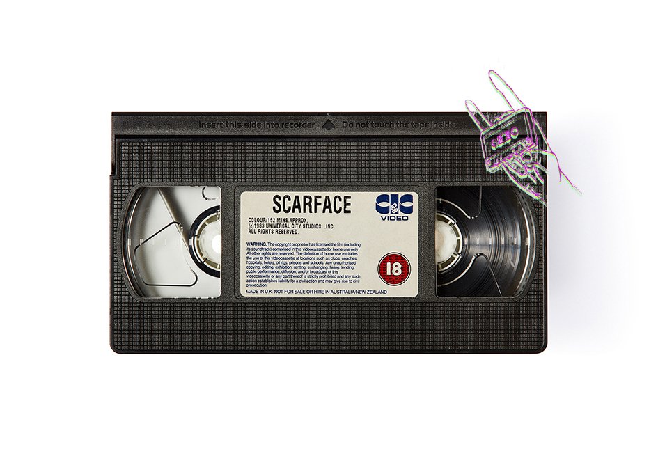 Scarface, blockbuster video, blockbuster, VHS, Video Cassette, 80s, retro, cassette, cassette, cassettes, cassette tape, classic cassette prints, www.classiccassetteprints.com
