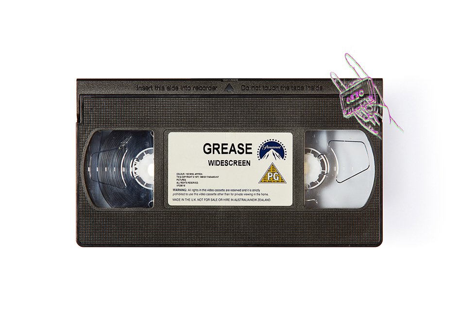 Grease, blockbuster video, blockbuster, VHS, Video Cassette, 80s, retro, cassette, cassette, cassettes, cassette tape, classic cassette prints, www.classiccassetteprints.com