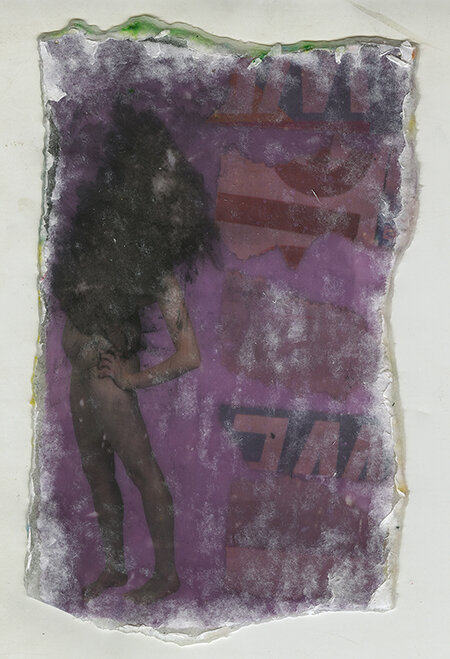  Material Test III, Excavation, 2018, Gel Medium Photo Transfer and Mixed Media, 5in x 7in 